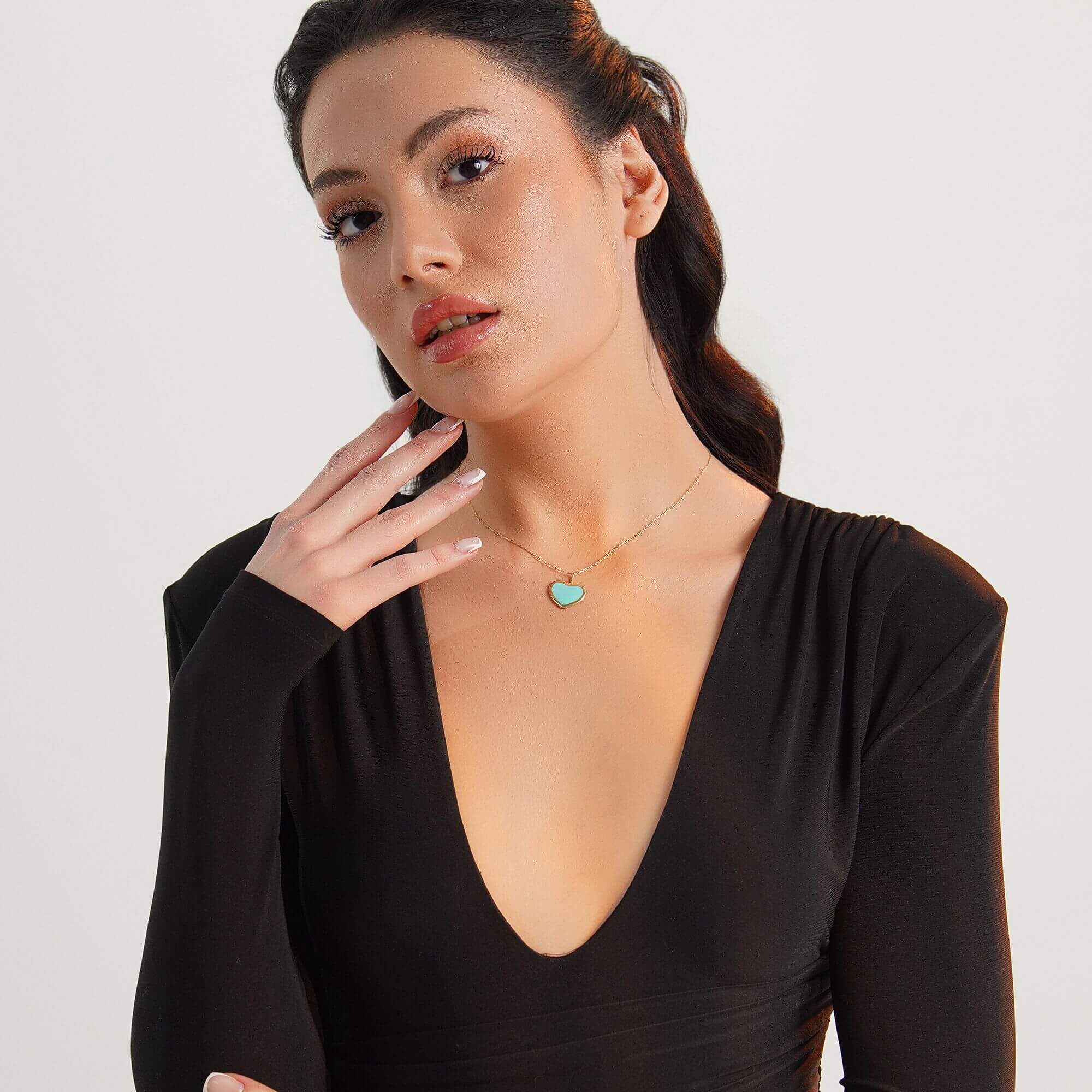 Büyük Turkuaz Kalp Kolye Ucu