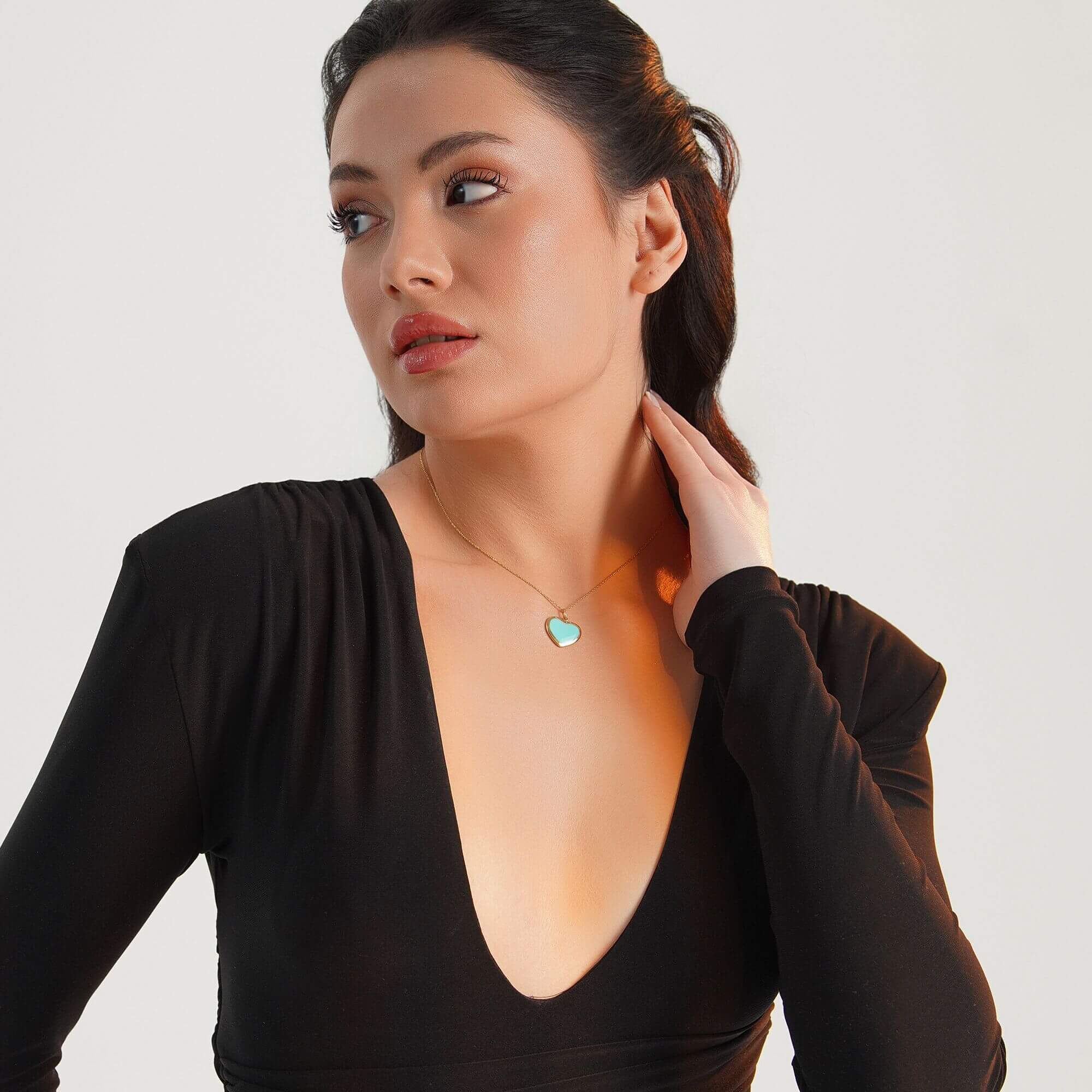 Büyük Turkuaz Kalp Kolye Ucu