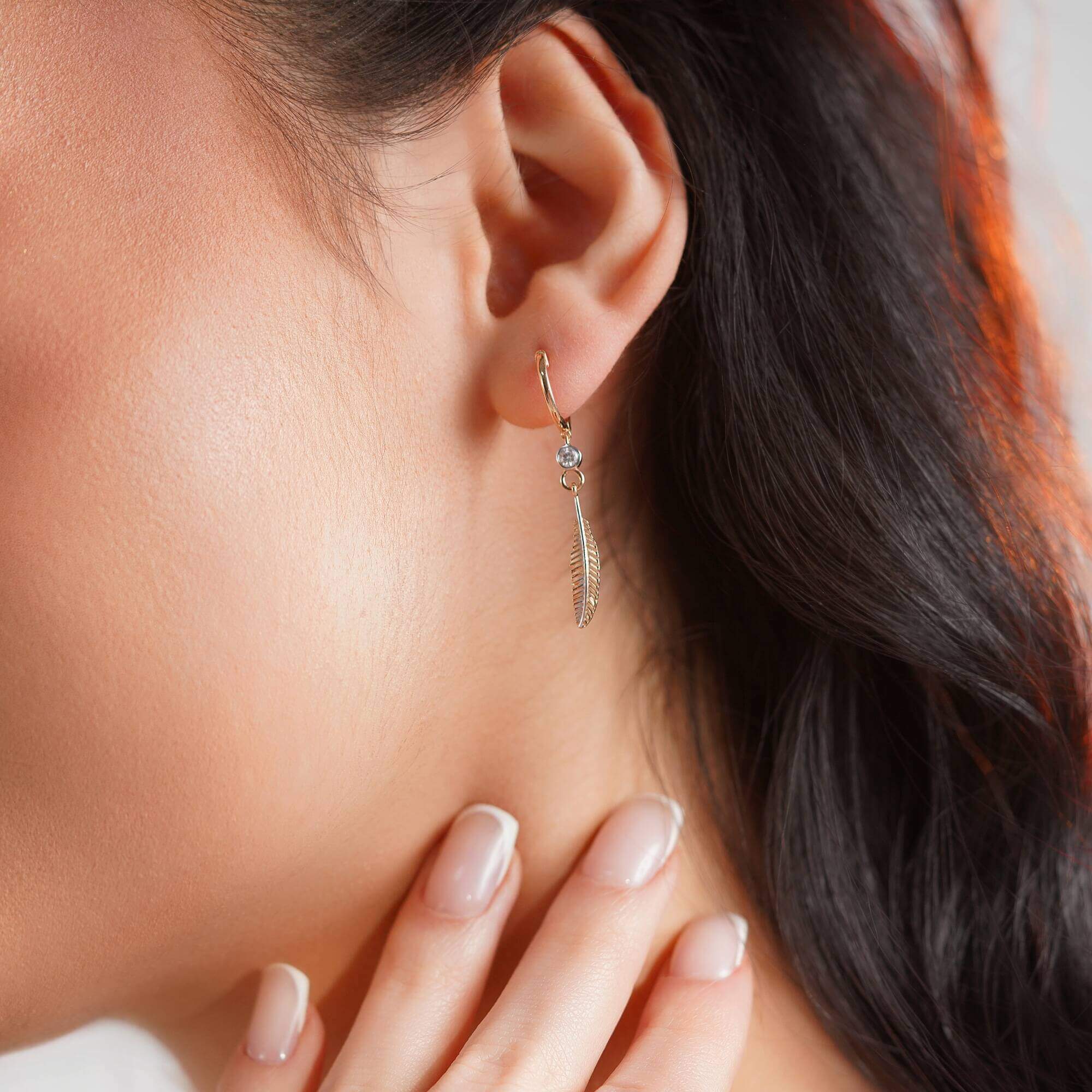 Pırlanta Feather Küpe