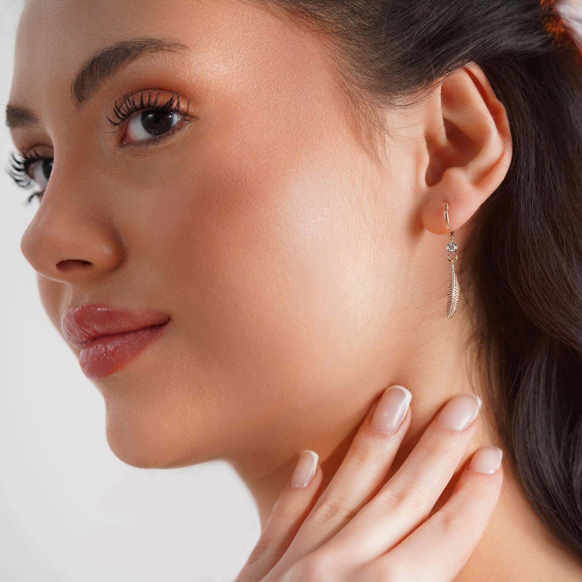 Pırlanta Feather Küpe