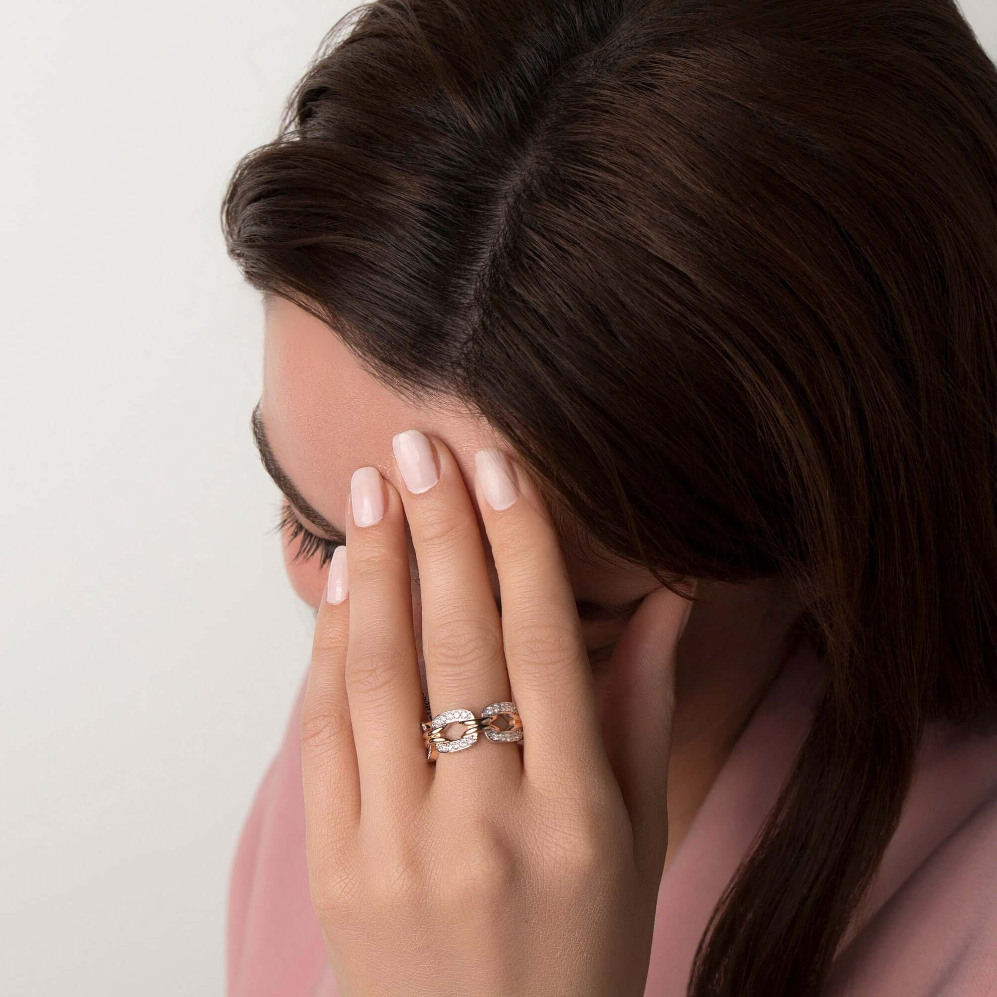 Pırlanta Kalın Zincir Yüzük