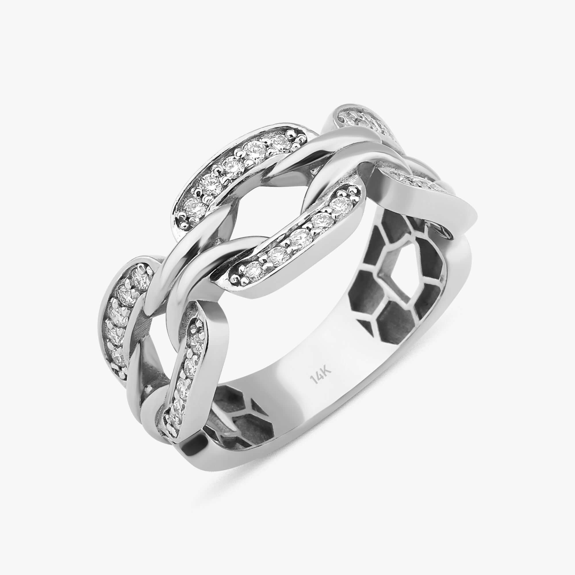 Pırlanta Kalın Zincir Yüzük