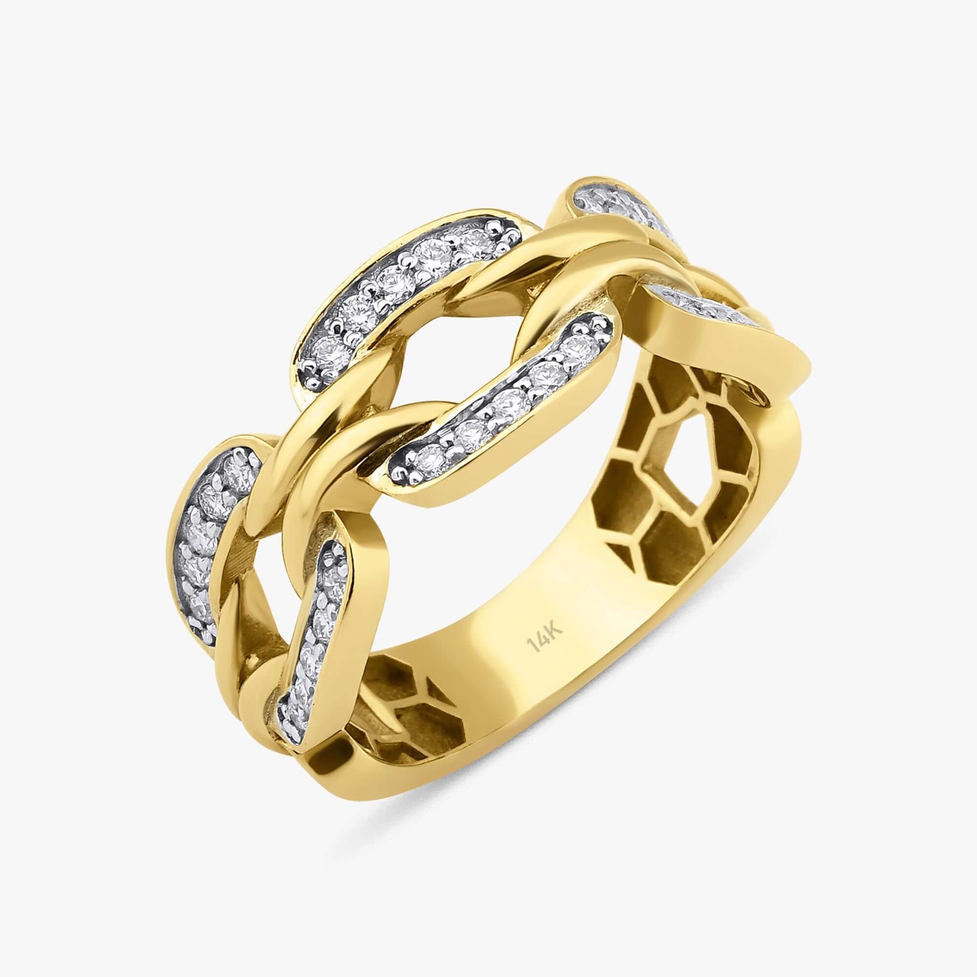 Pırlanta Kalın Zincir Yüzük