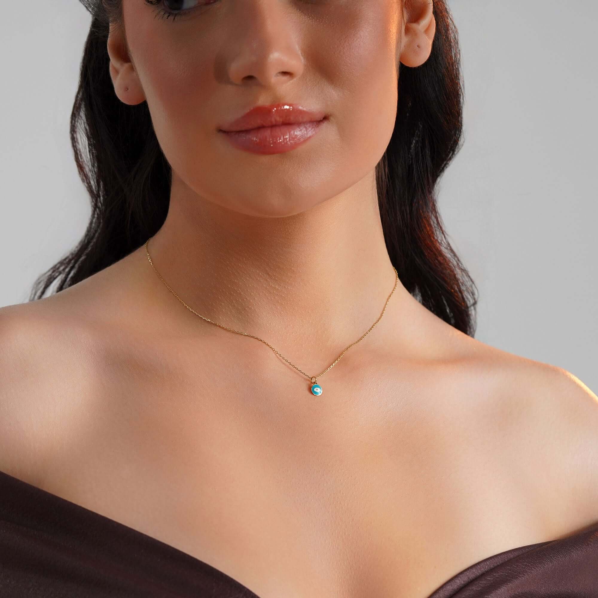 Minicik Açık Mavi Göz Kolye