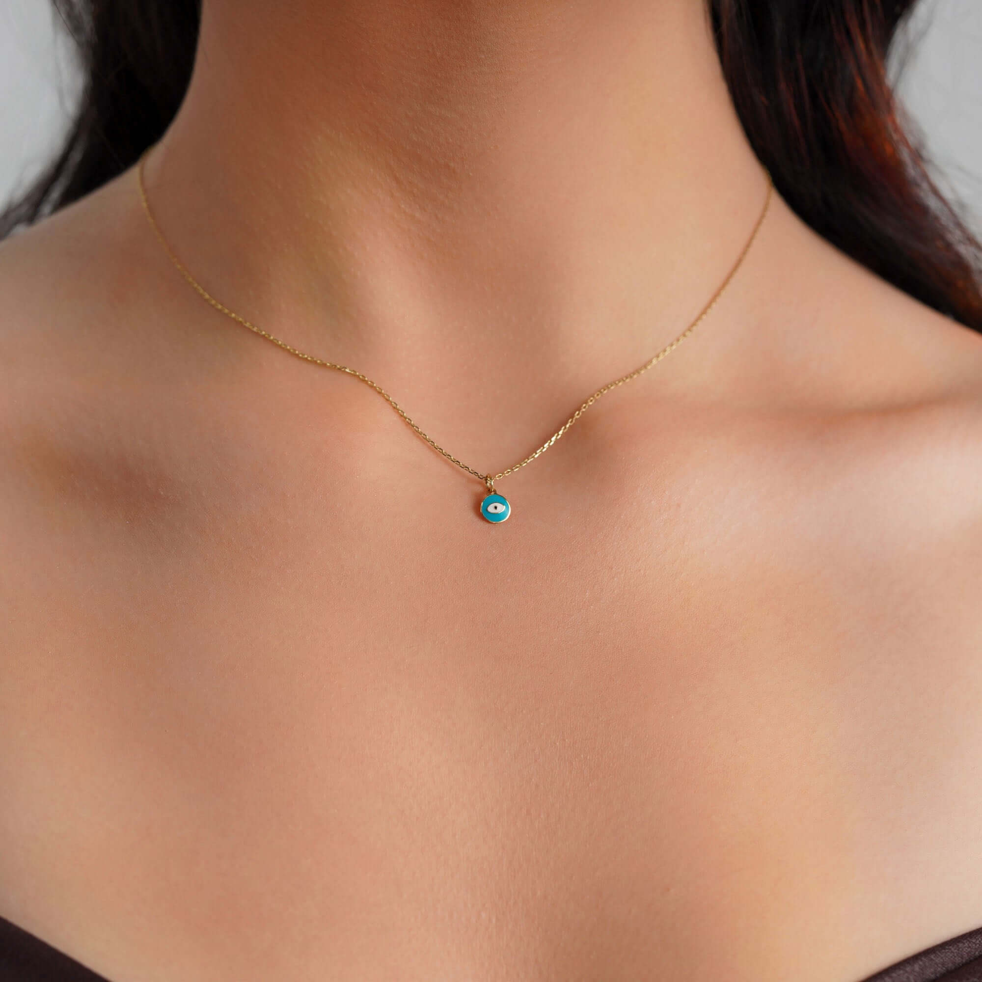 Minicik Açık Mavi Göz Kolye