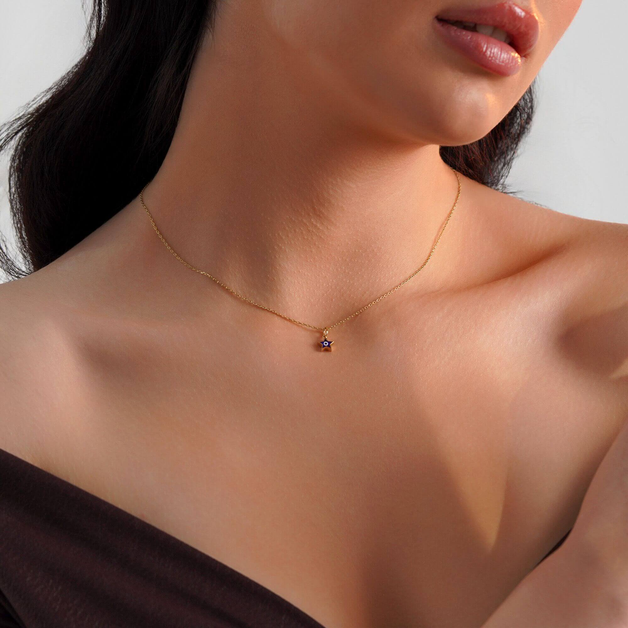 Mini Lacivert Yıldız Nazar Kolye