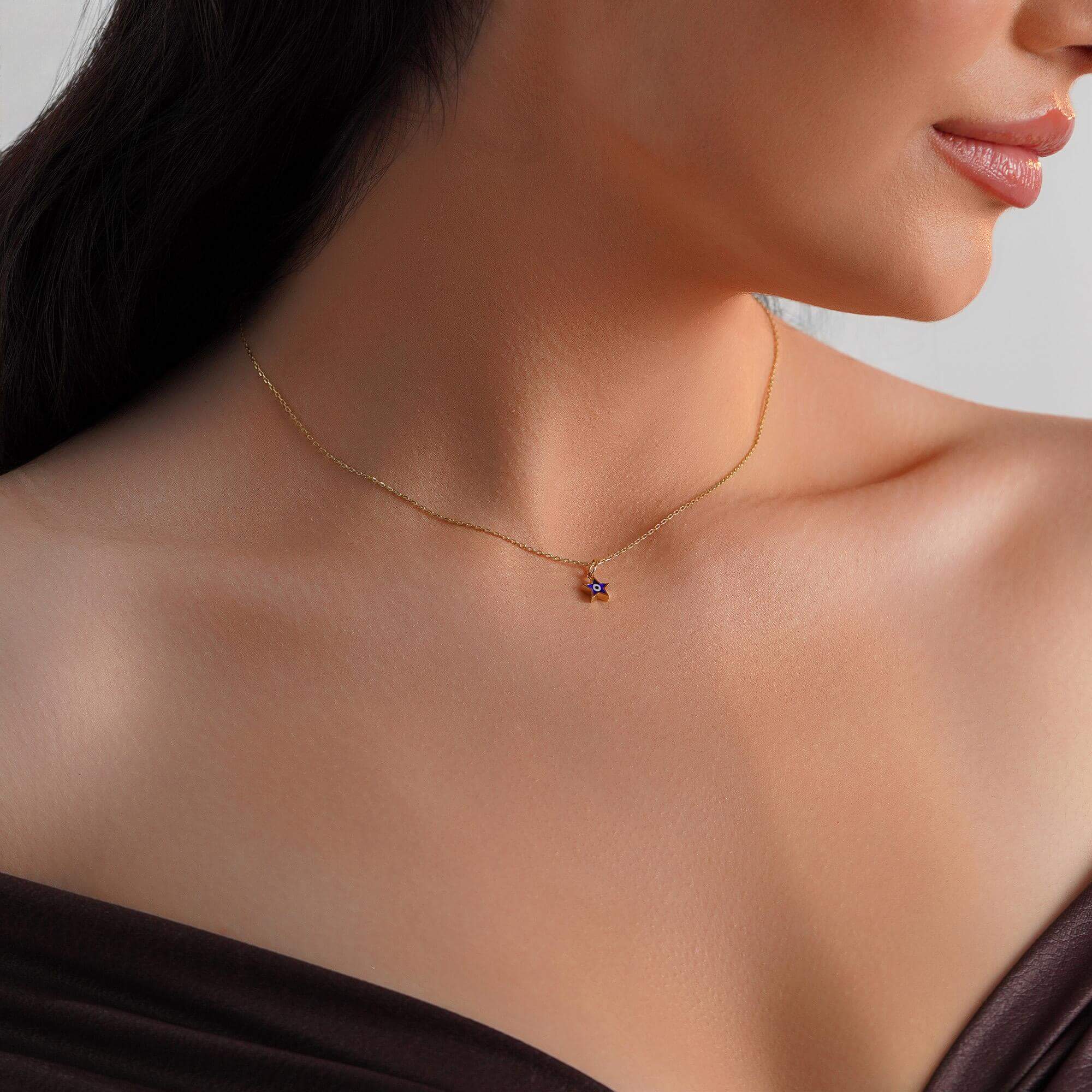 Mini Lacivert Yıldız Nazar Kolye