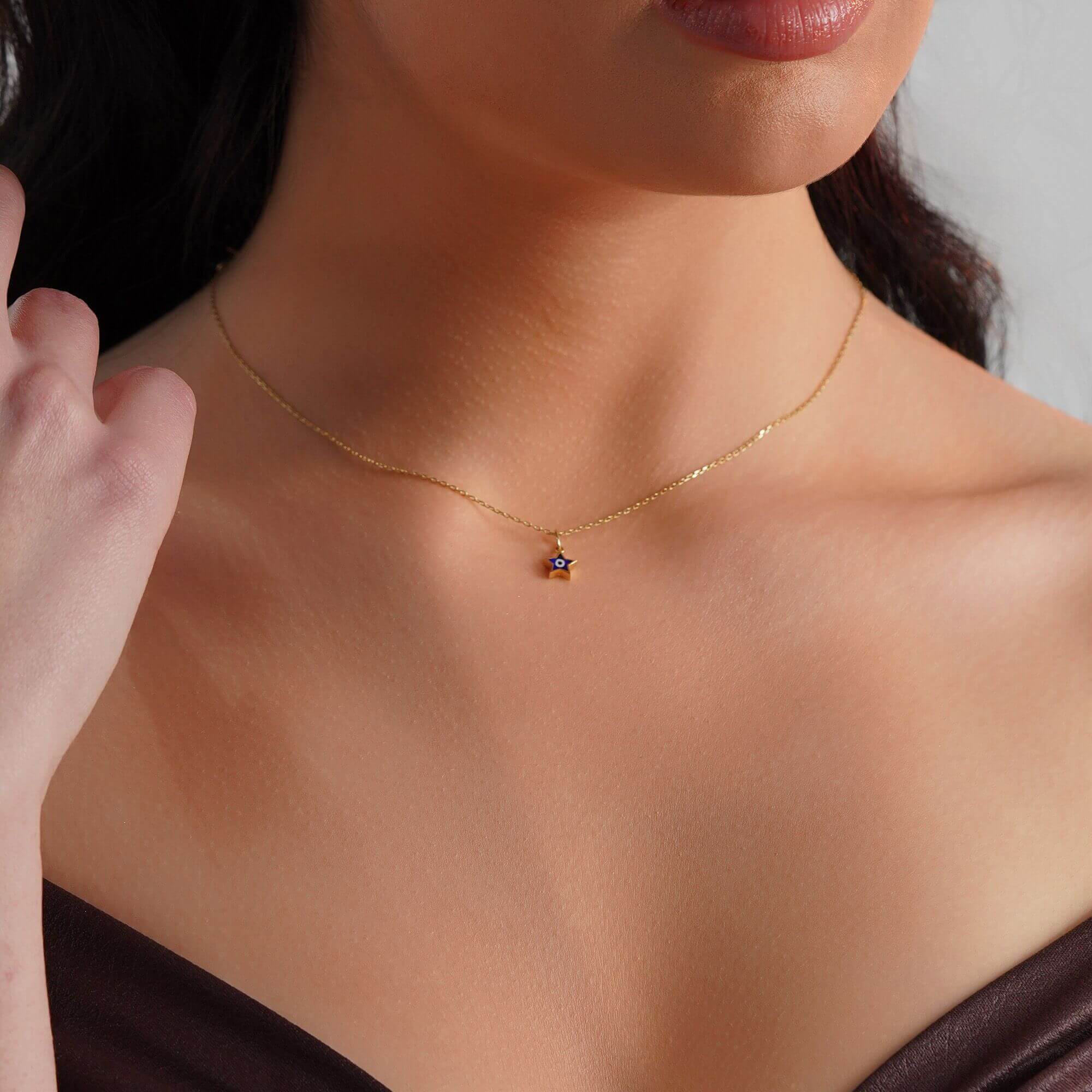 Mini Lacivert Yıldız Nazar Kolye