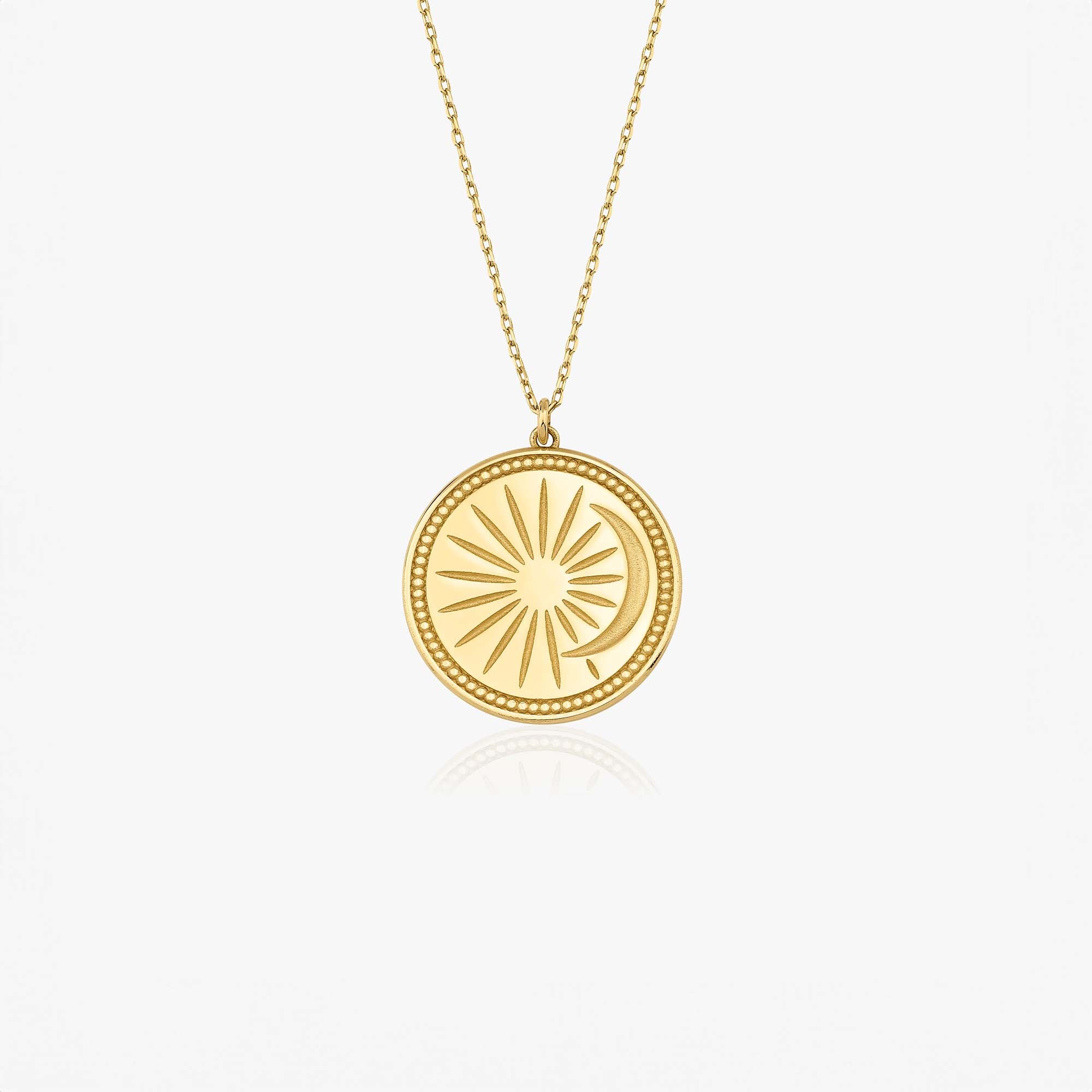 Ay ve Güneş Madalyon Kolye / Moon and Sun