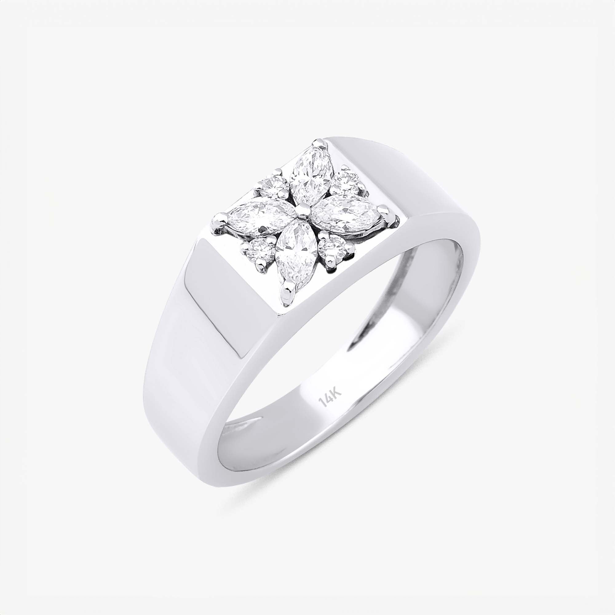 Markiz Pırlanta Serçe Parmak Yüzük / Marquise Burst Signet Ring