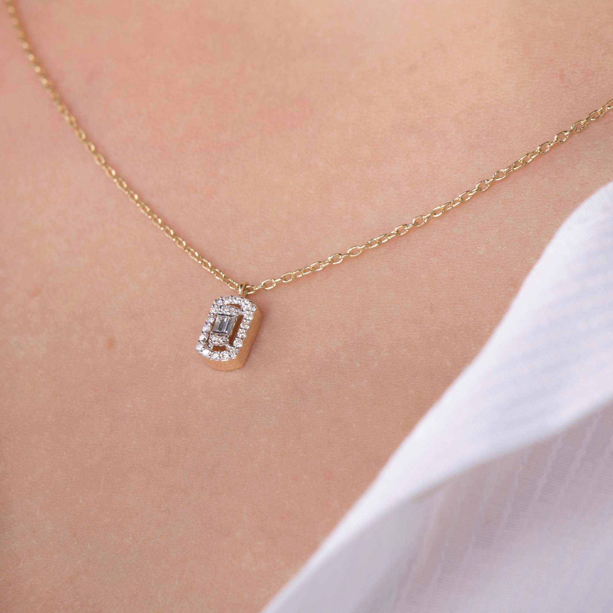 Minimal Baget Pırlanta Kolye