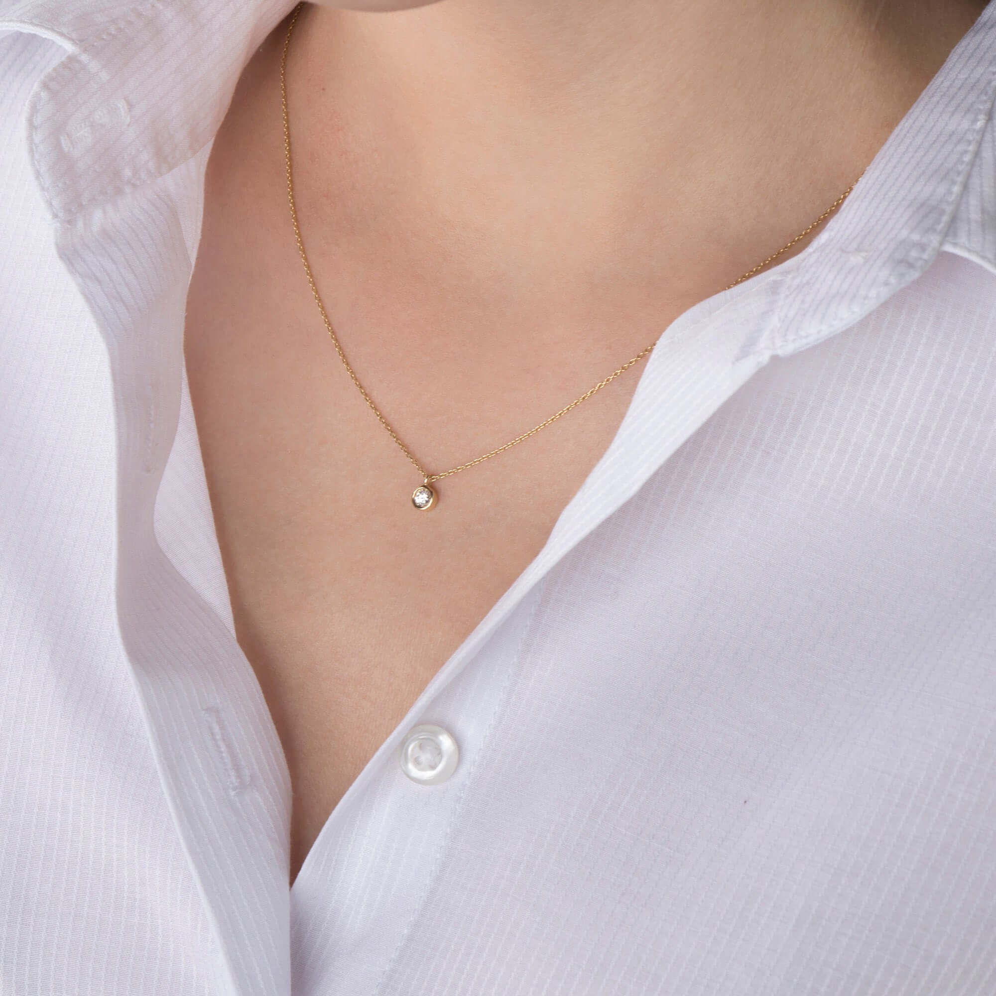 Minimal Pırlanta Tektaş Kolye