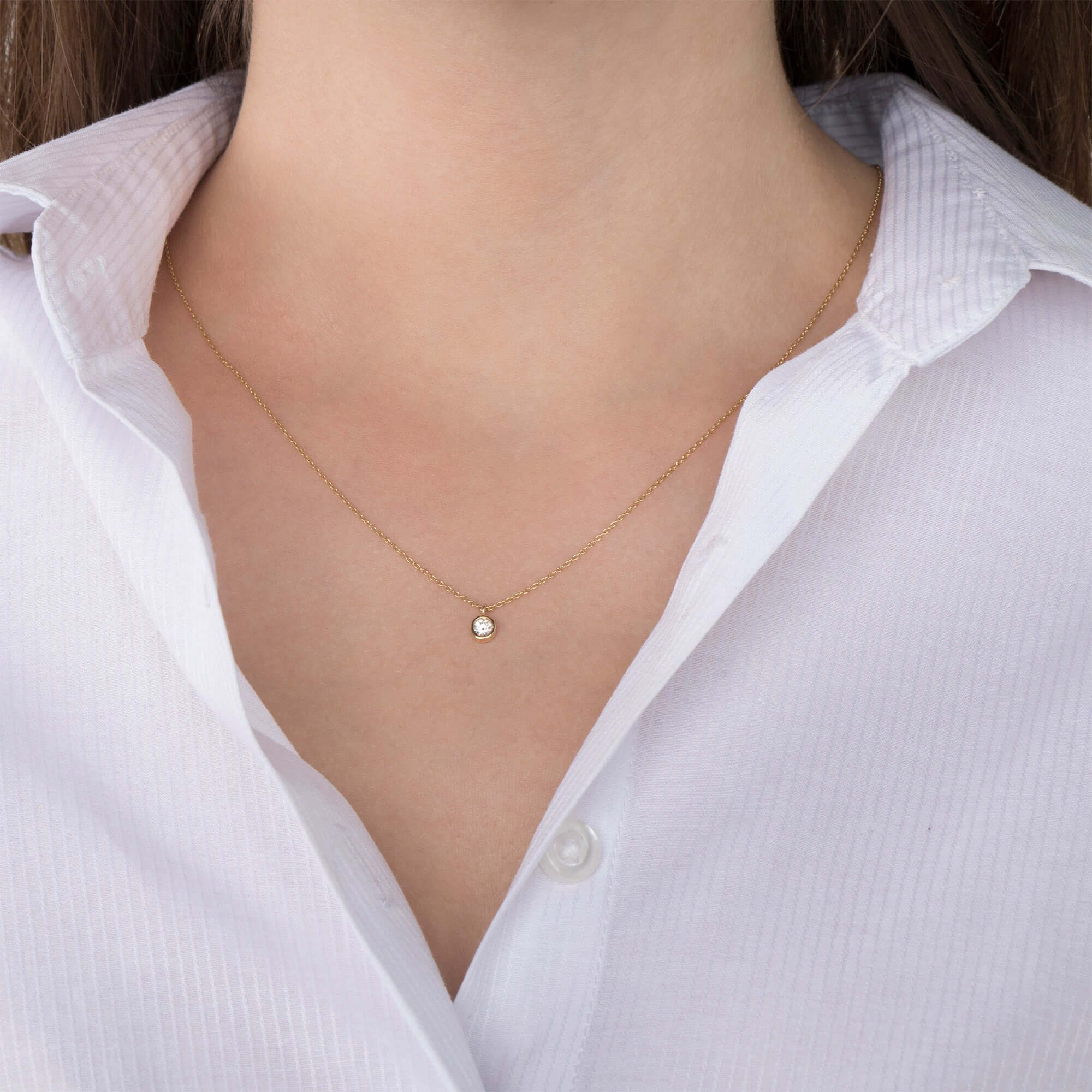 Minimal Pırlanta Tektaş Kolye