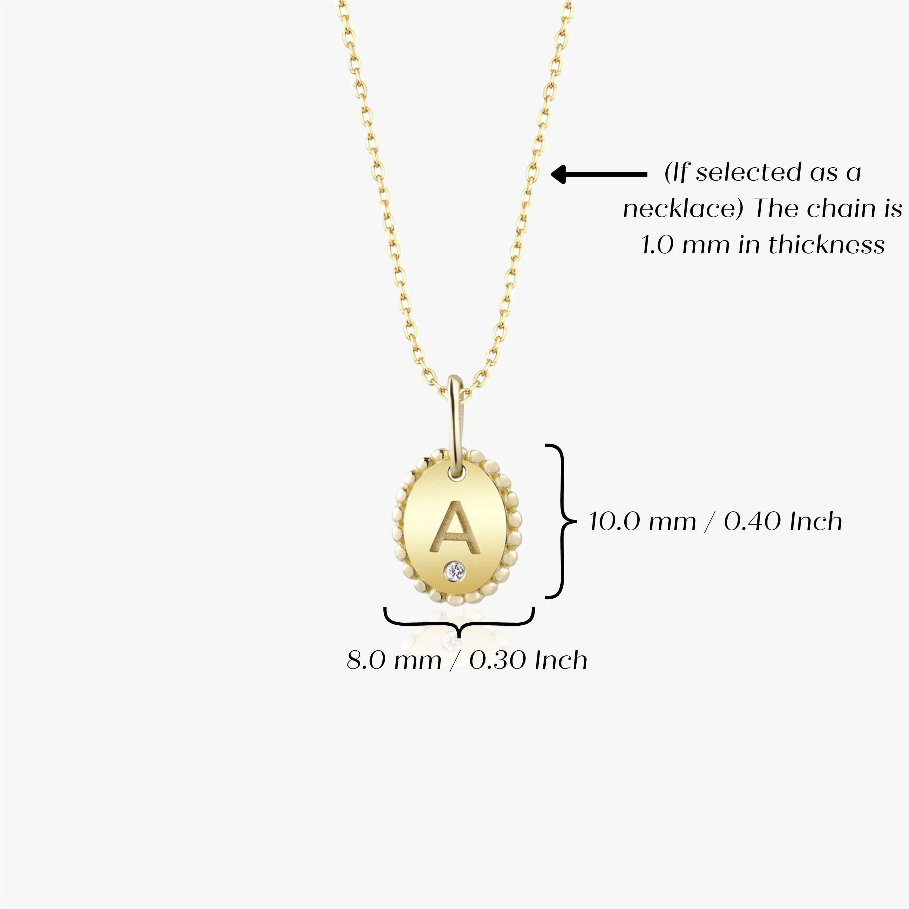 Minik Pırlanta Oval Harf Kolye