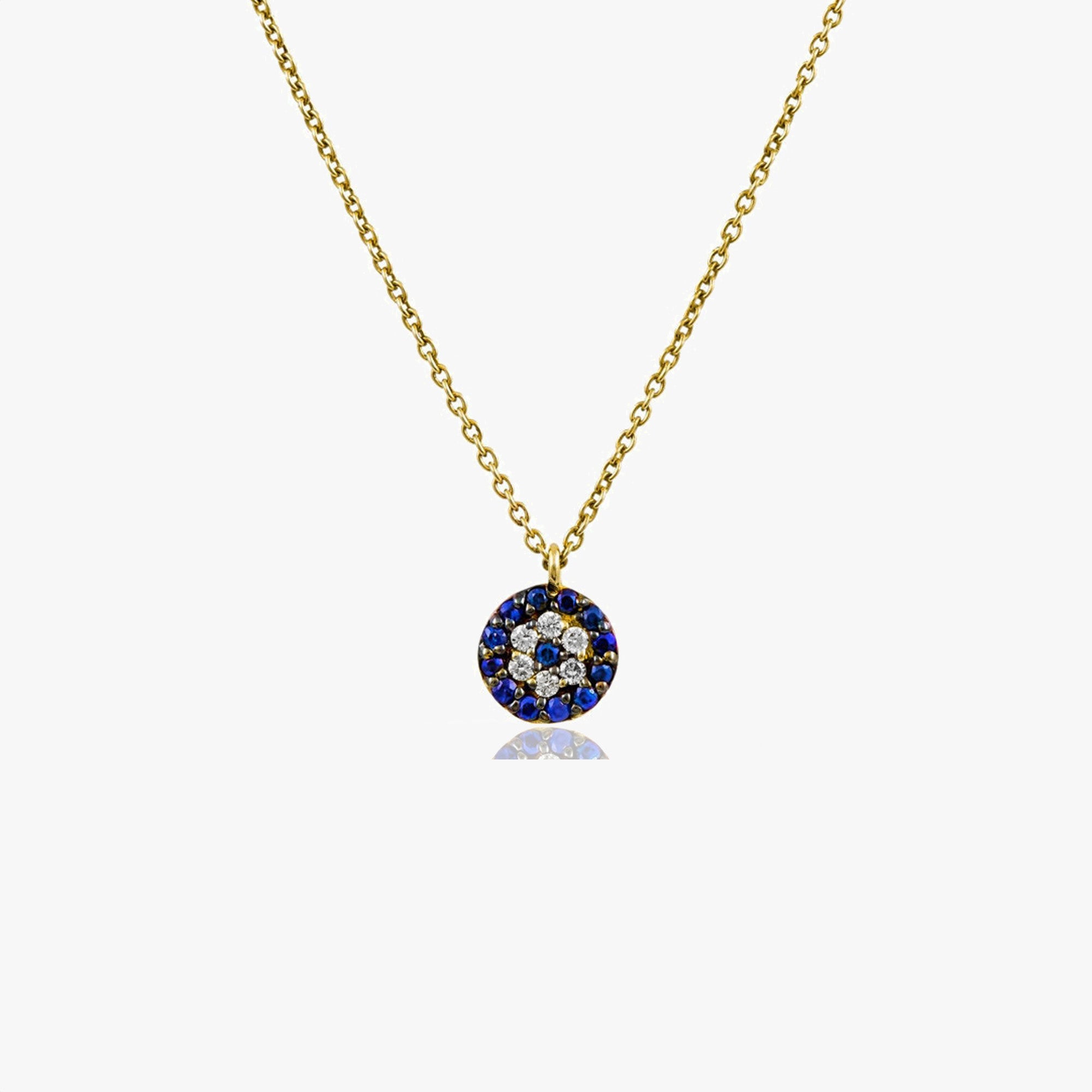 Mini Safir ve Pırlanta Nazar Kolye