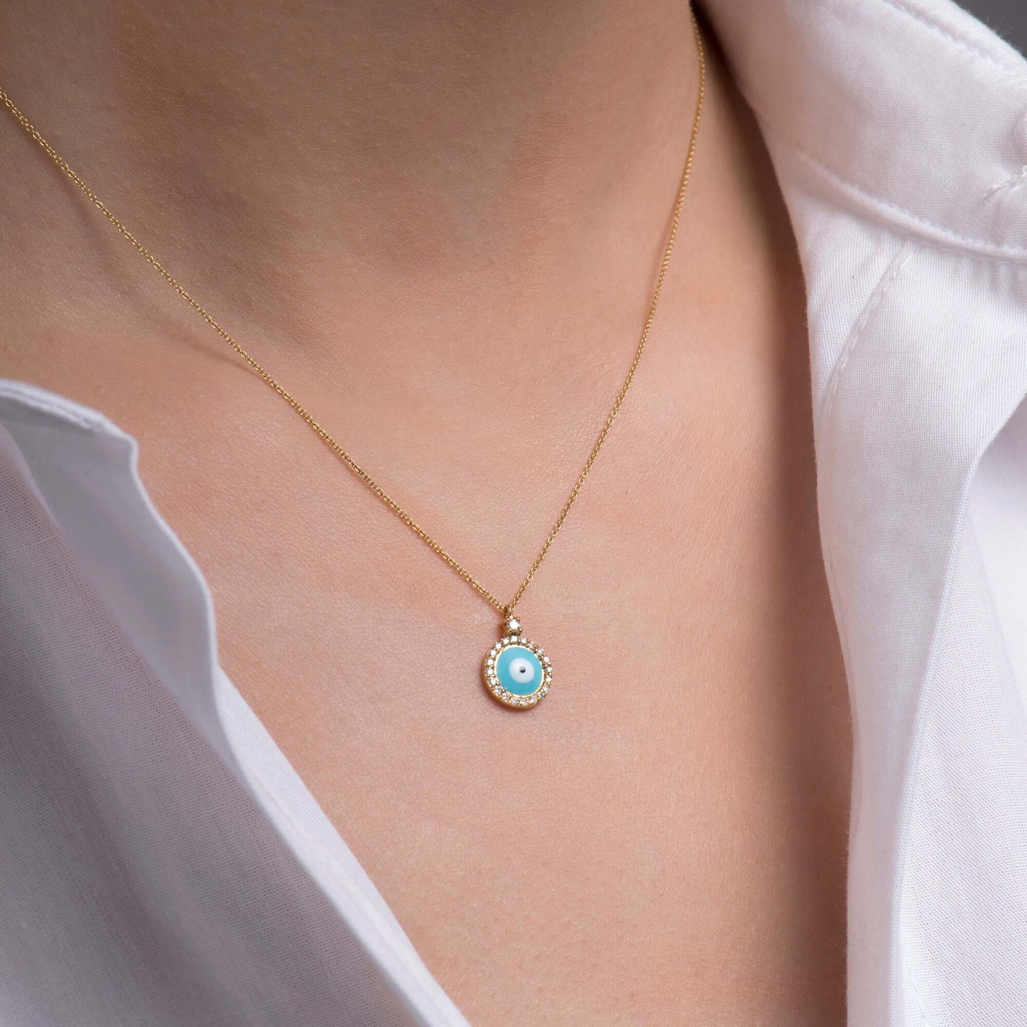 Minicik Geleneksel Pırlanta Nazar Kolye / Itty Bitty Tiny Eye