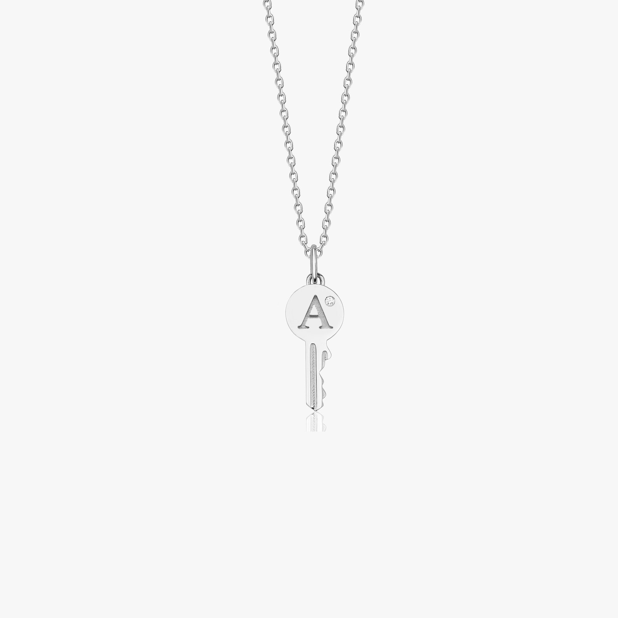 Minik Pırlanta Harf Anahtar Kolye / Mini Initial Key