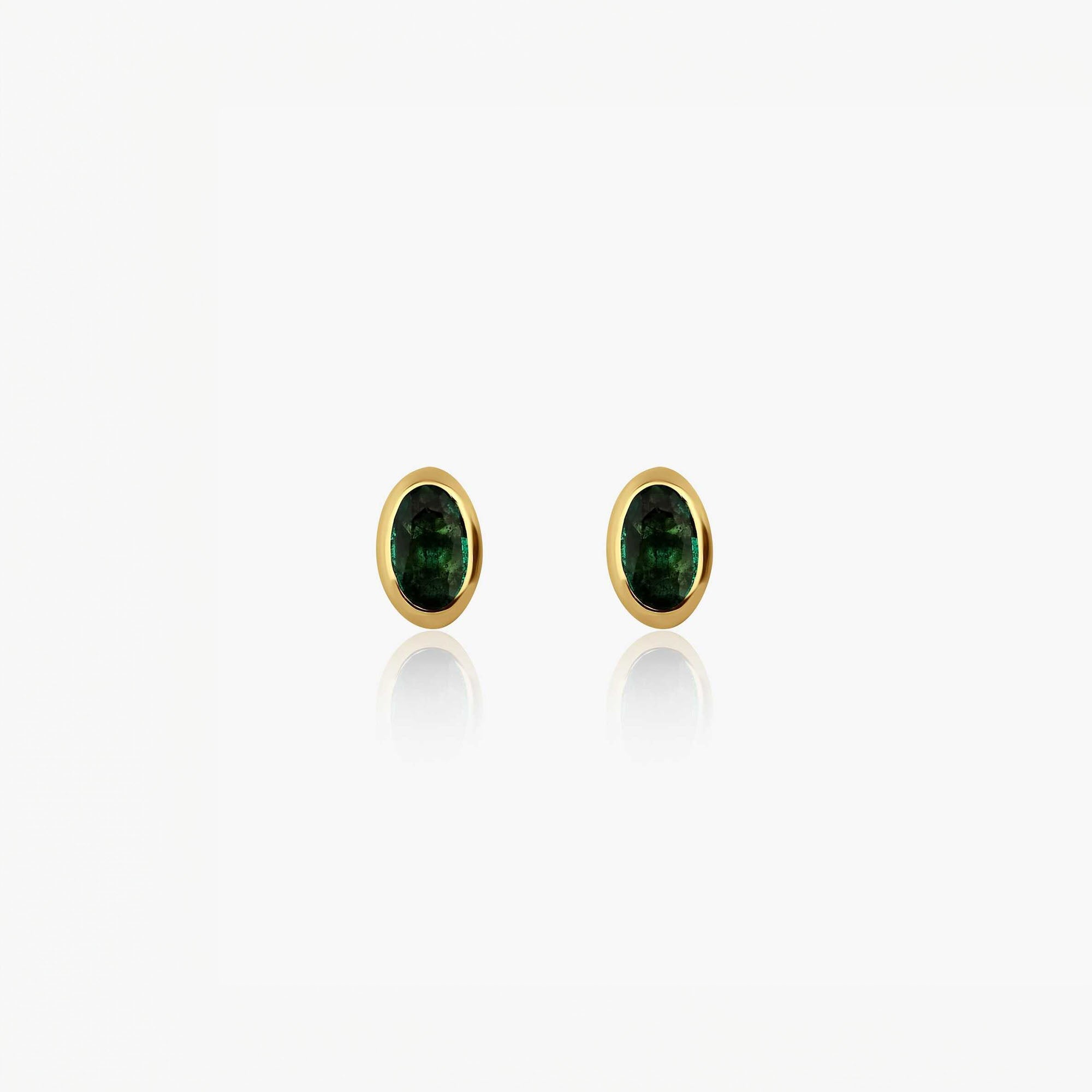 Oval Kesim Zümrüt Tektaş Küpe