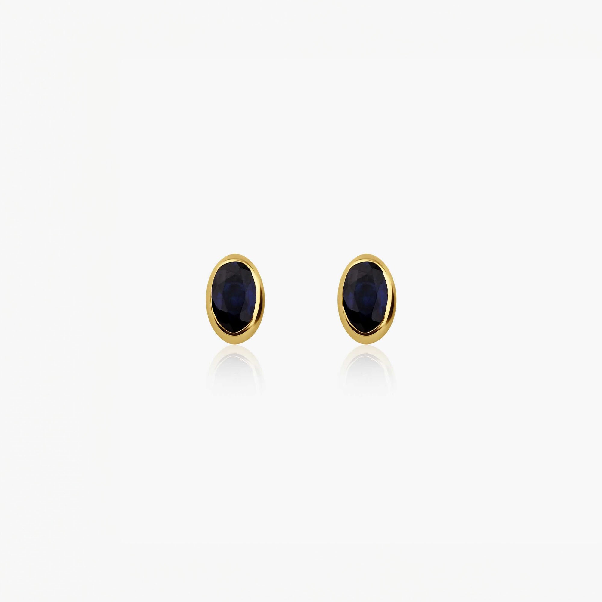 Oval Kesim Safir Tektaş Küpe