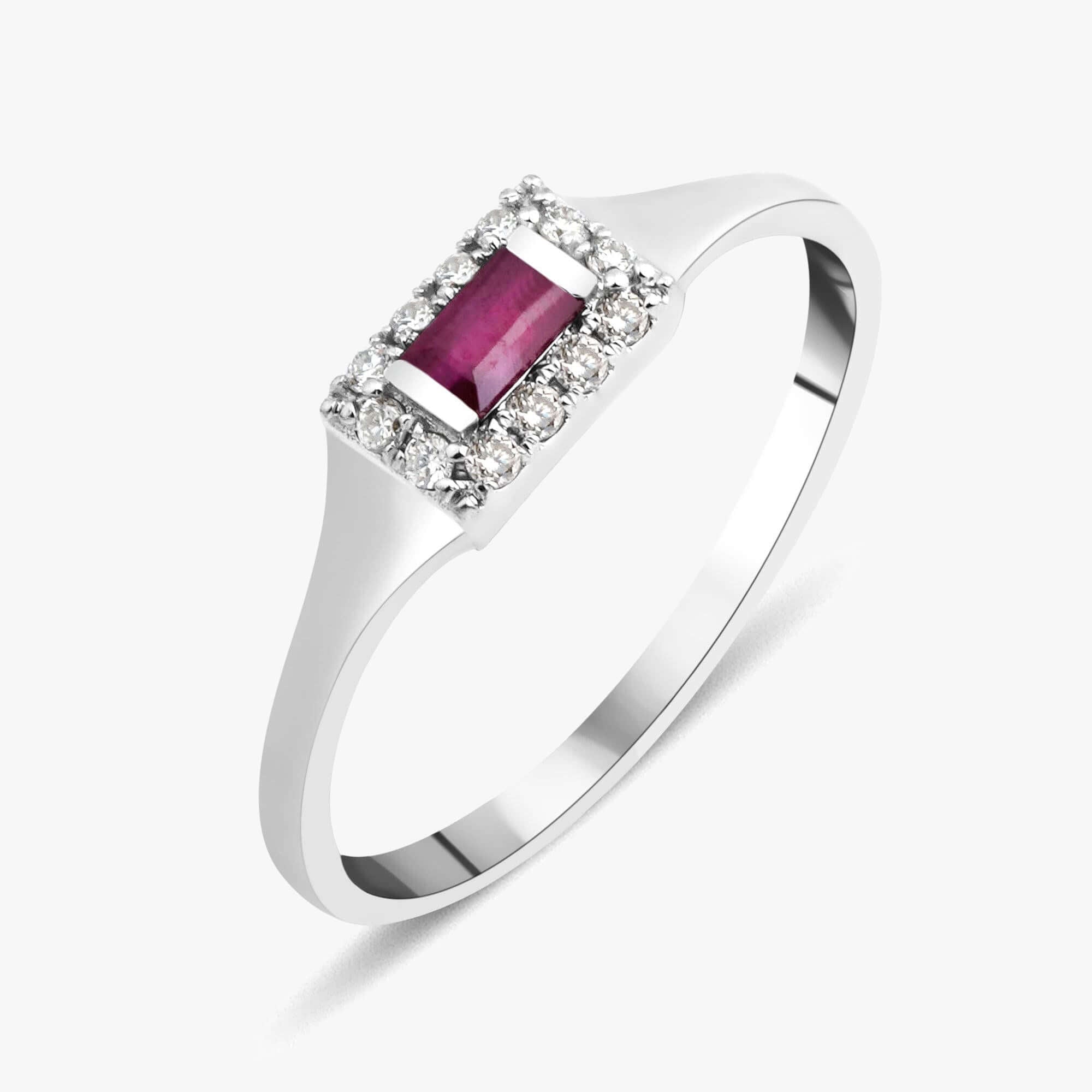 Minimal Yakut ve Pırlanta Yüzük