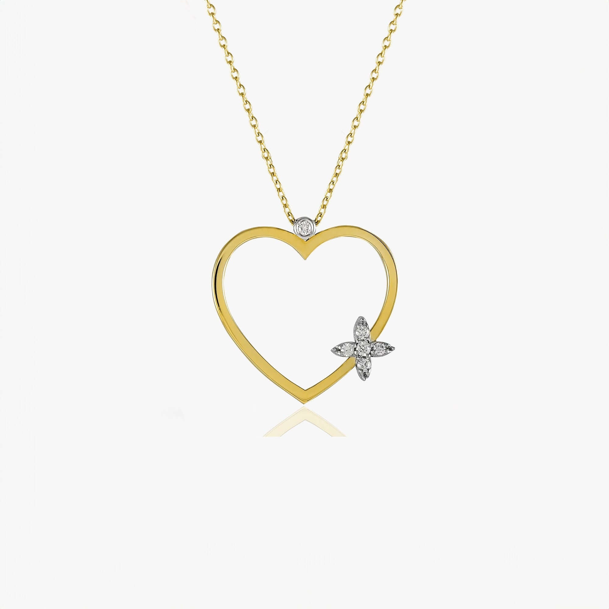 Açık Pırlanta Kalp Kolye