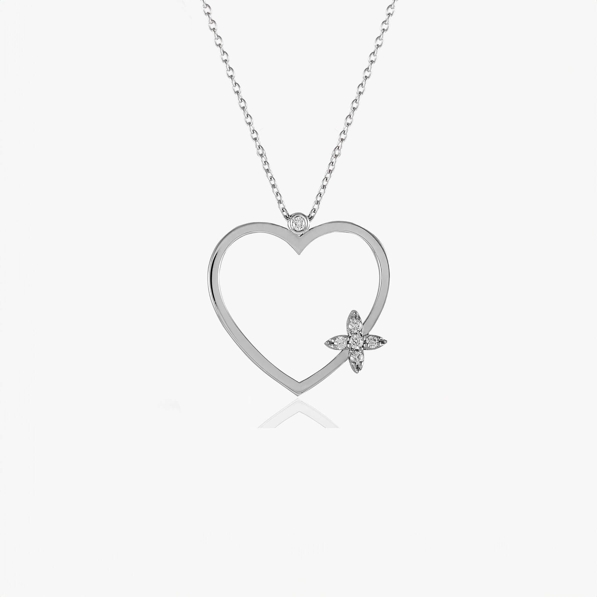 Açık Pırlanta Kalp Kolye