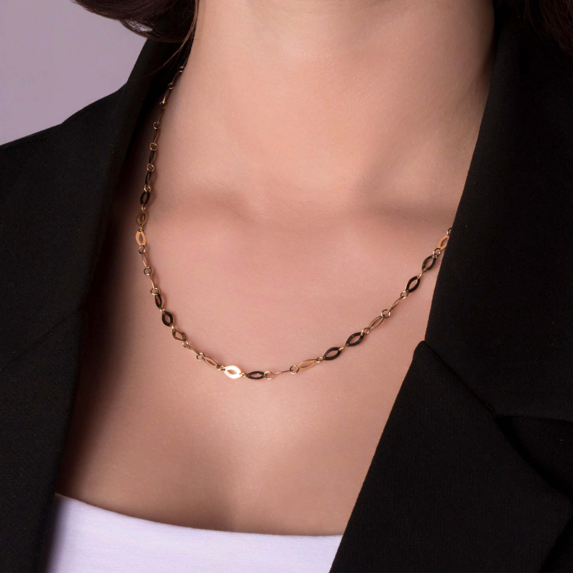 Oval Aynalı Zincir Kolye