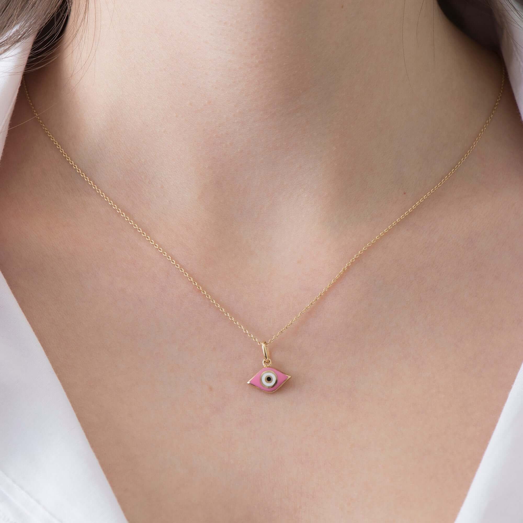 Badem Pembe Göz Kolye Ucu