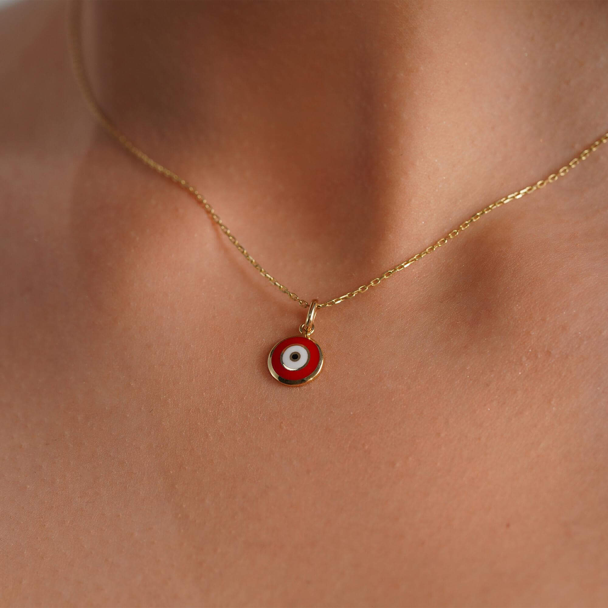 Mineli Kırmızı Nazar Kolye / Red Eye