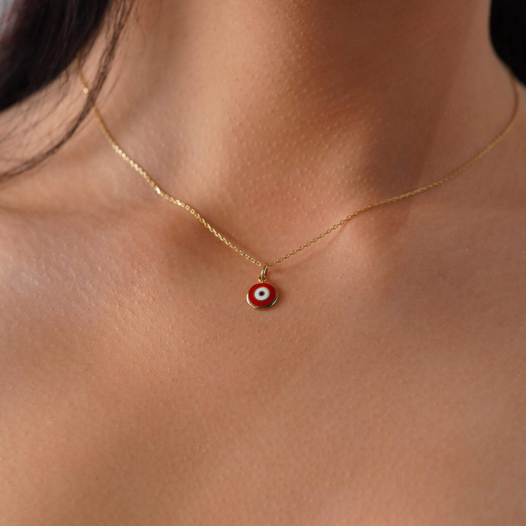 Mineli Kırmızı Nazar Kolye Ucu / Red Eye Pendant