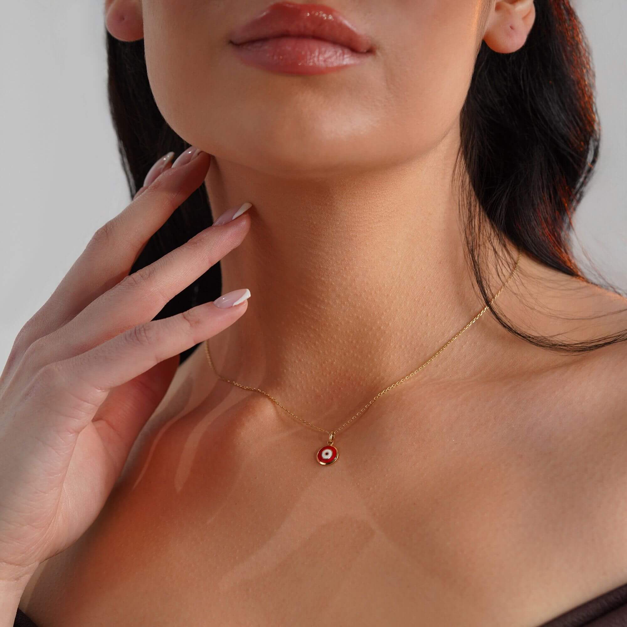 Mineli Kırmızı Nazar Kolye Ucu / Red Eye Pendant