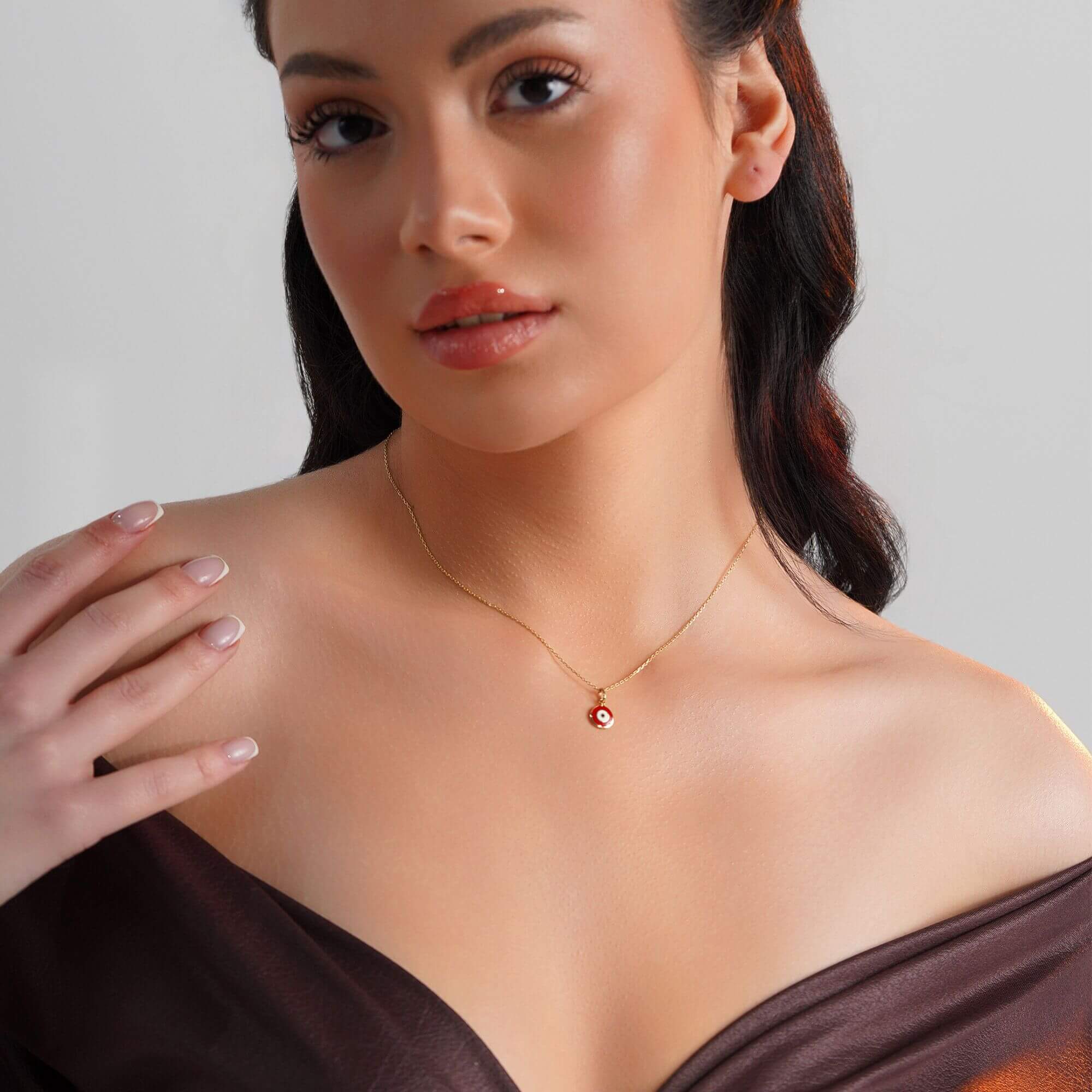 Mineli Kırmızı Nazar Kolye Ucu / Red Eye Pendant