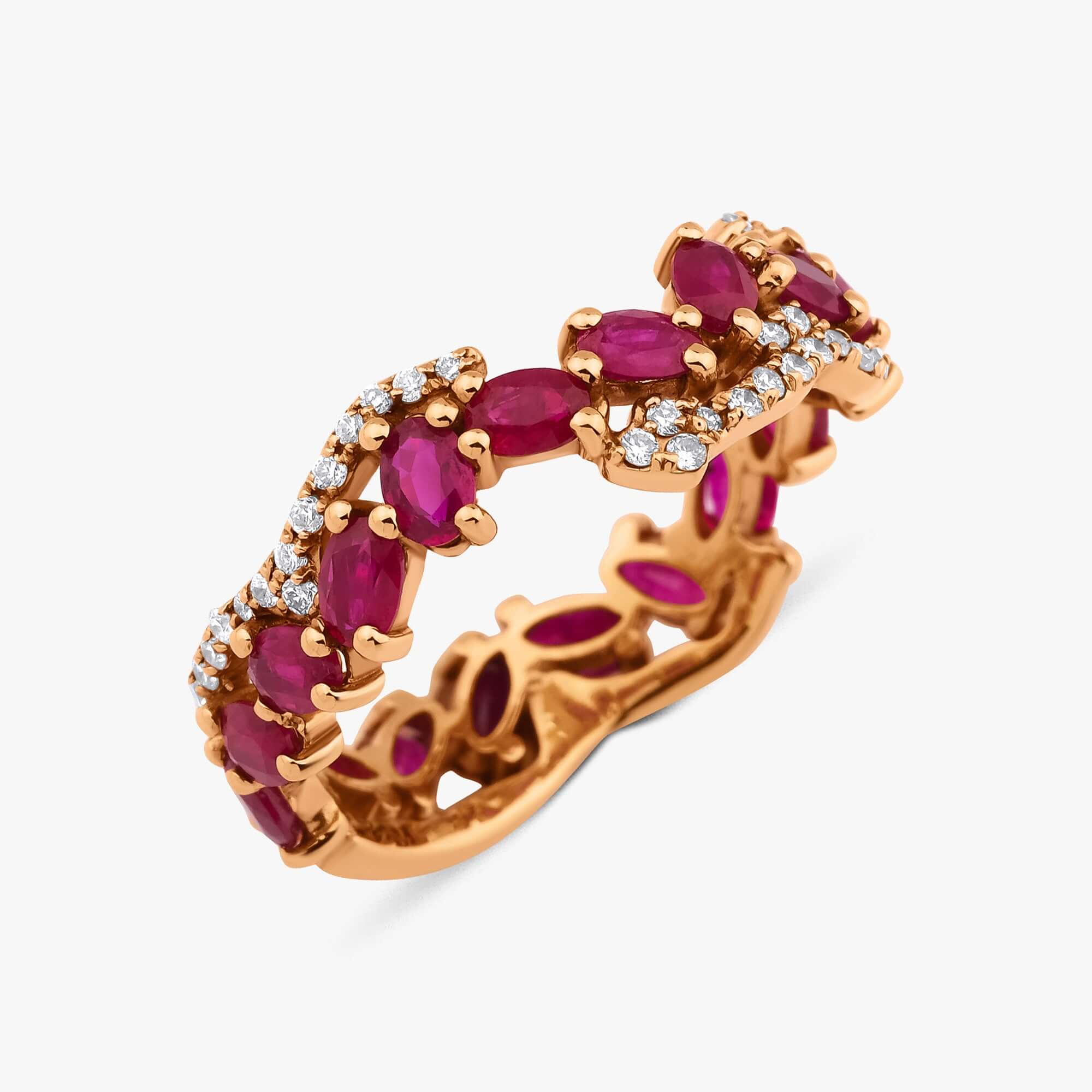 Yakut ve Pırlanta Flow Yüzük