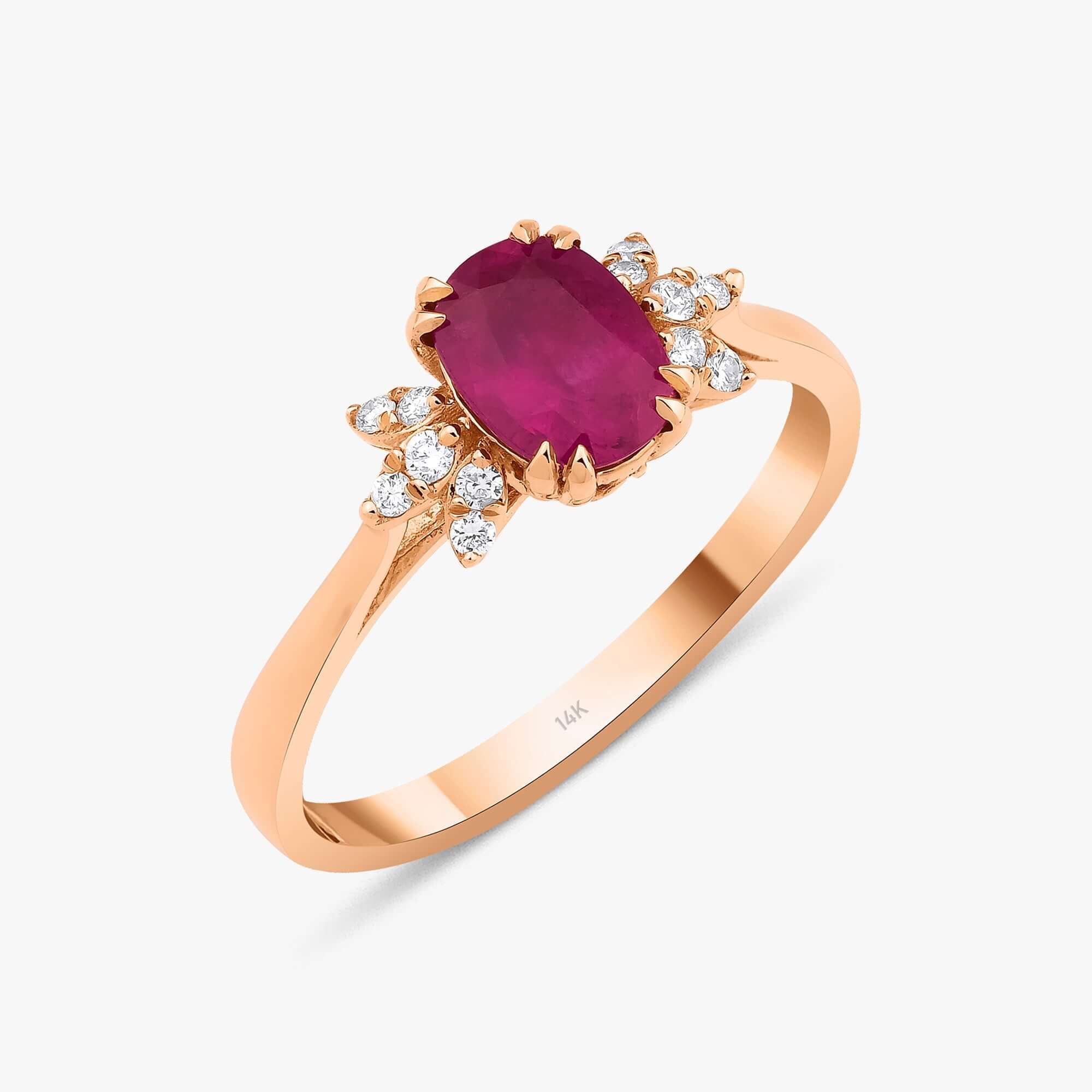 Pırlantalı Oval Kesim Yakut Yüzük