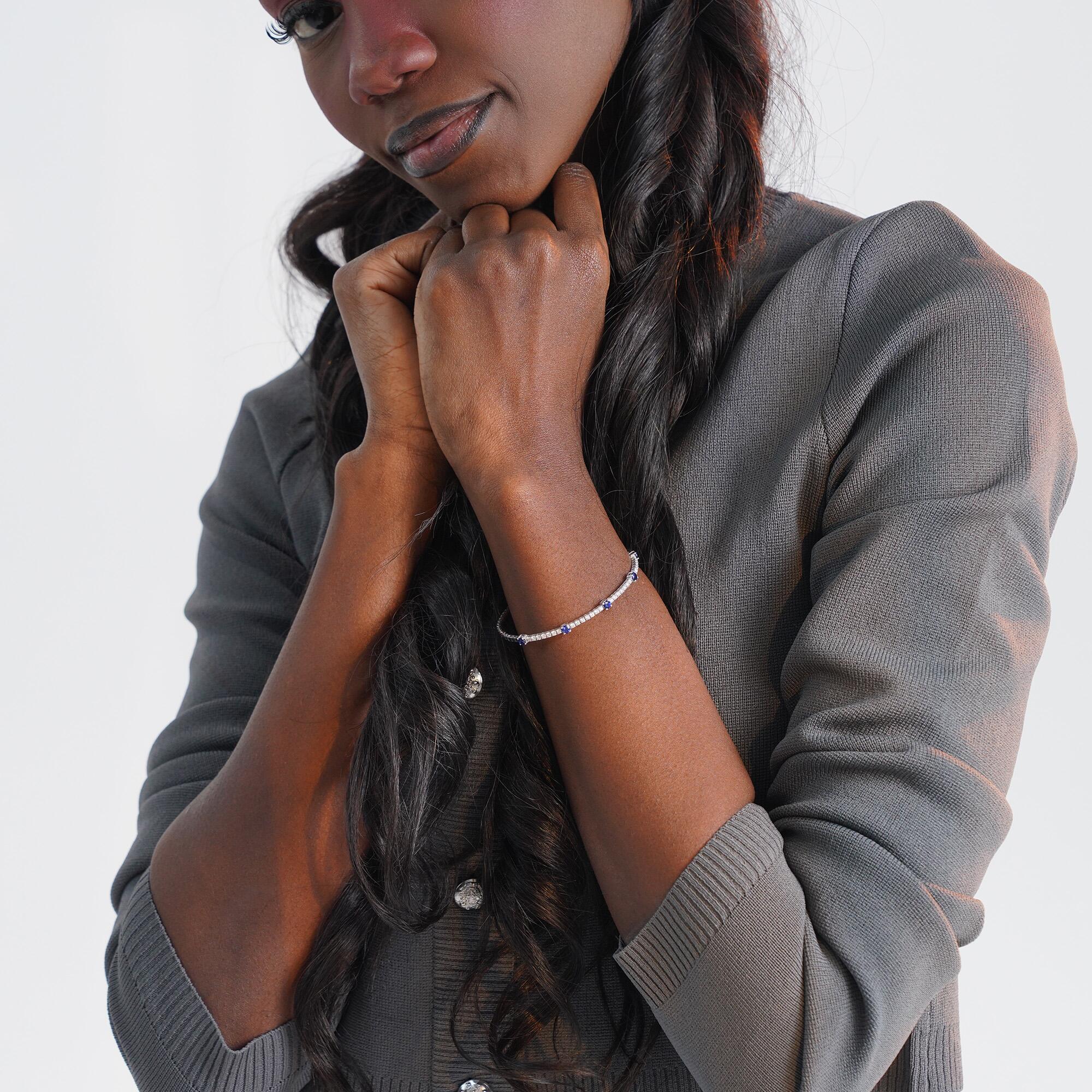 Esnek Safir ve Pırlanta Bilezik