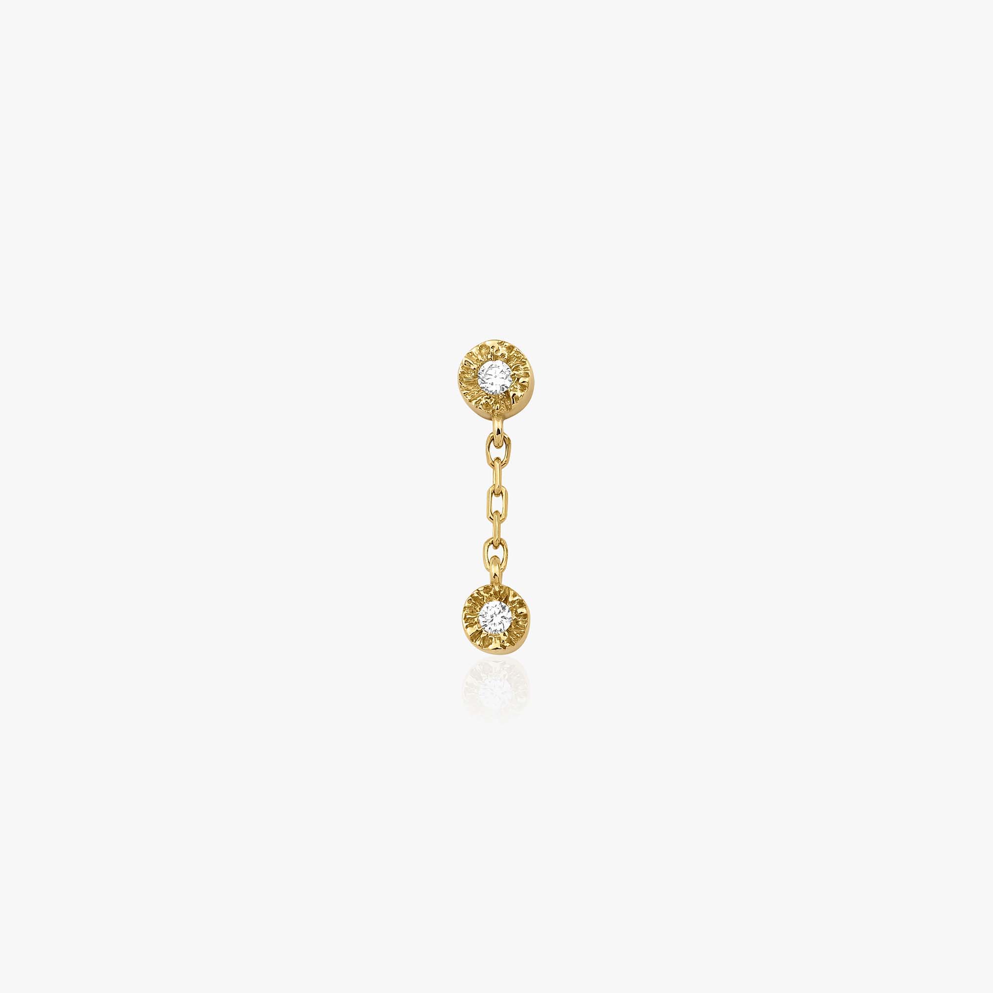 Tek Minimal Pırlanta Sallantılı Stud Küpe / Single Mini Elegant Dangle Stud