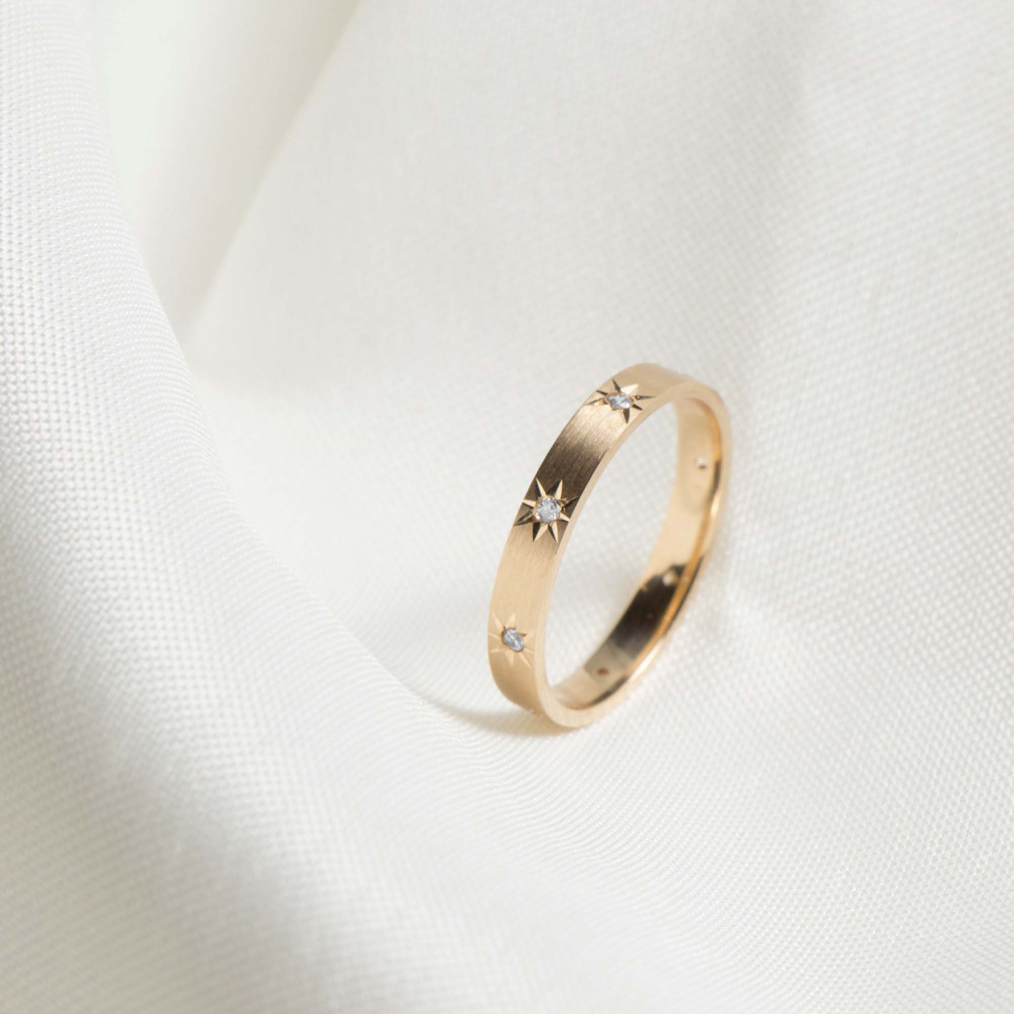 Yıldızlı Saten Alyans Seti / Starlit Satin Band Set