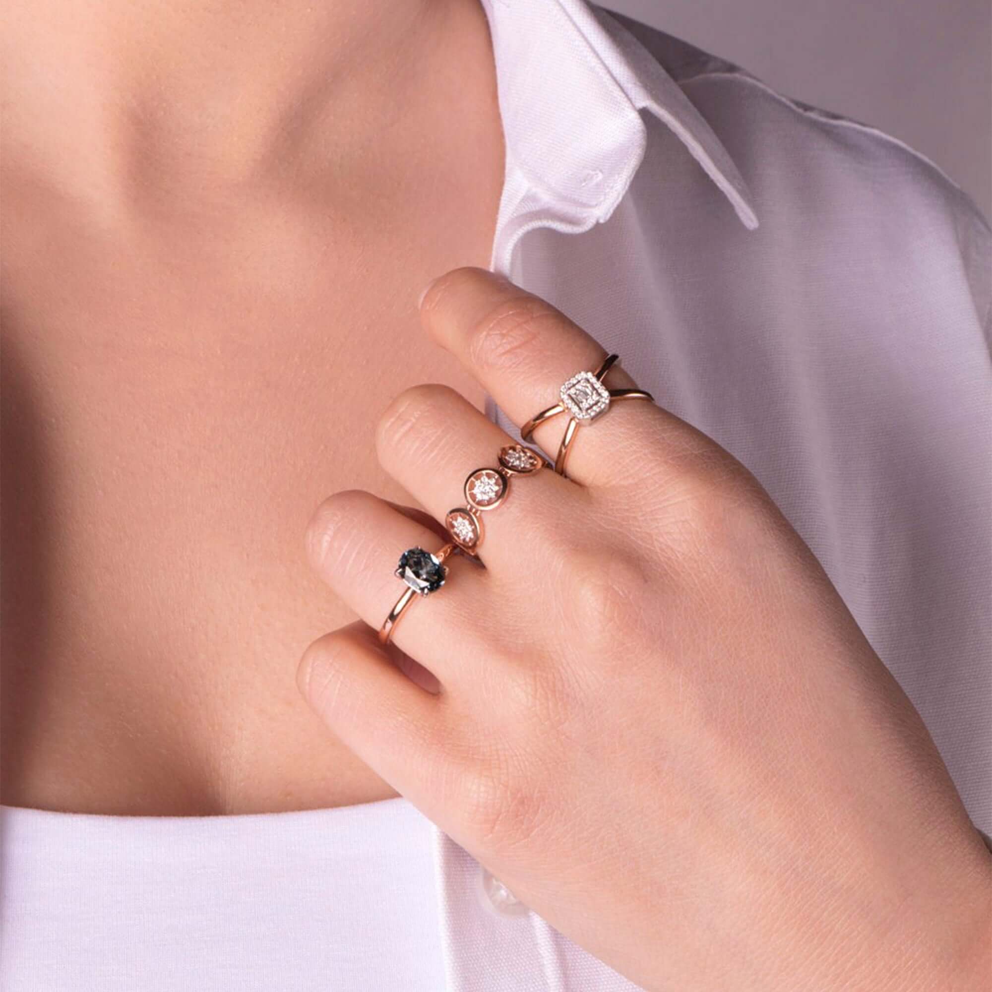 Pırlanta Trio Yıldız Patlaması Yüzük