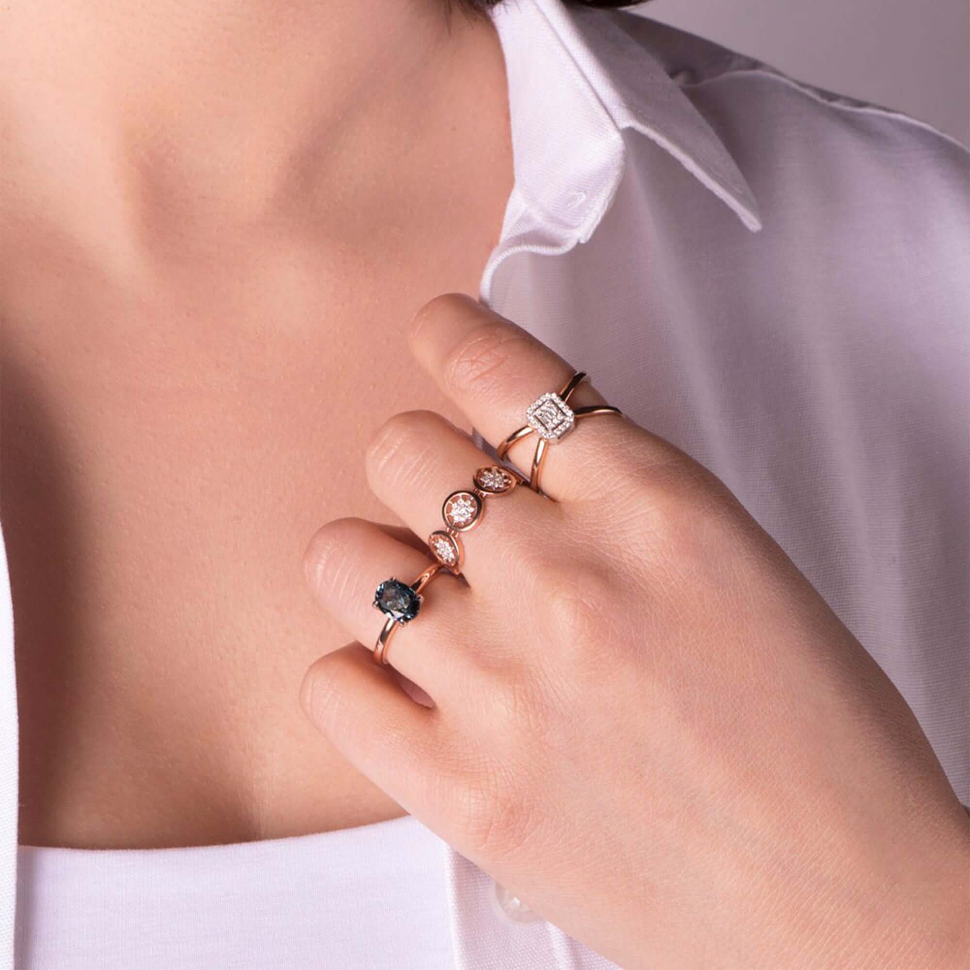 Pırlanta Trio Yıldız Patlaması Yüzük