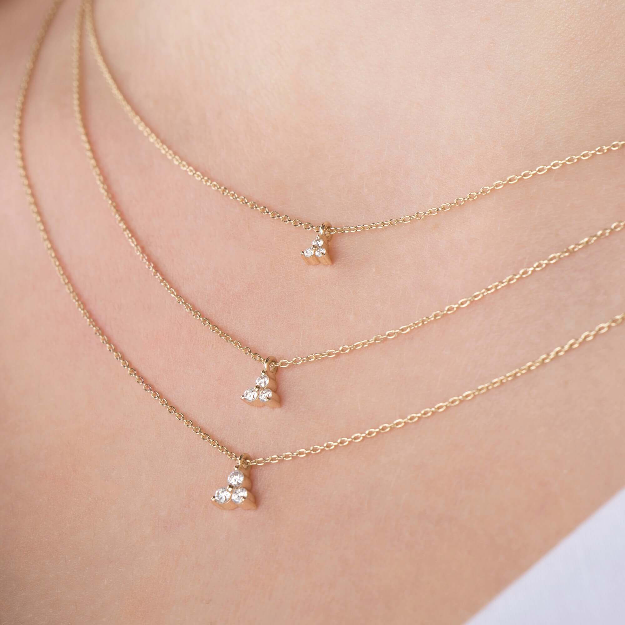 Minimal Pırlanta Üçtaş Kolye / Minimal Trio