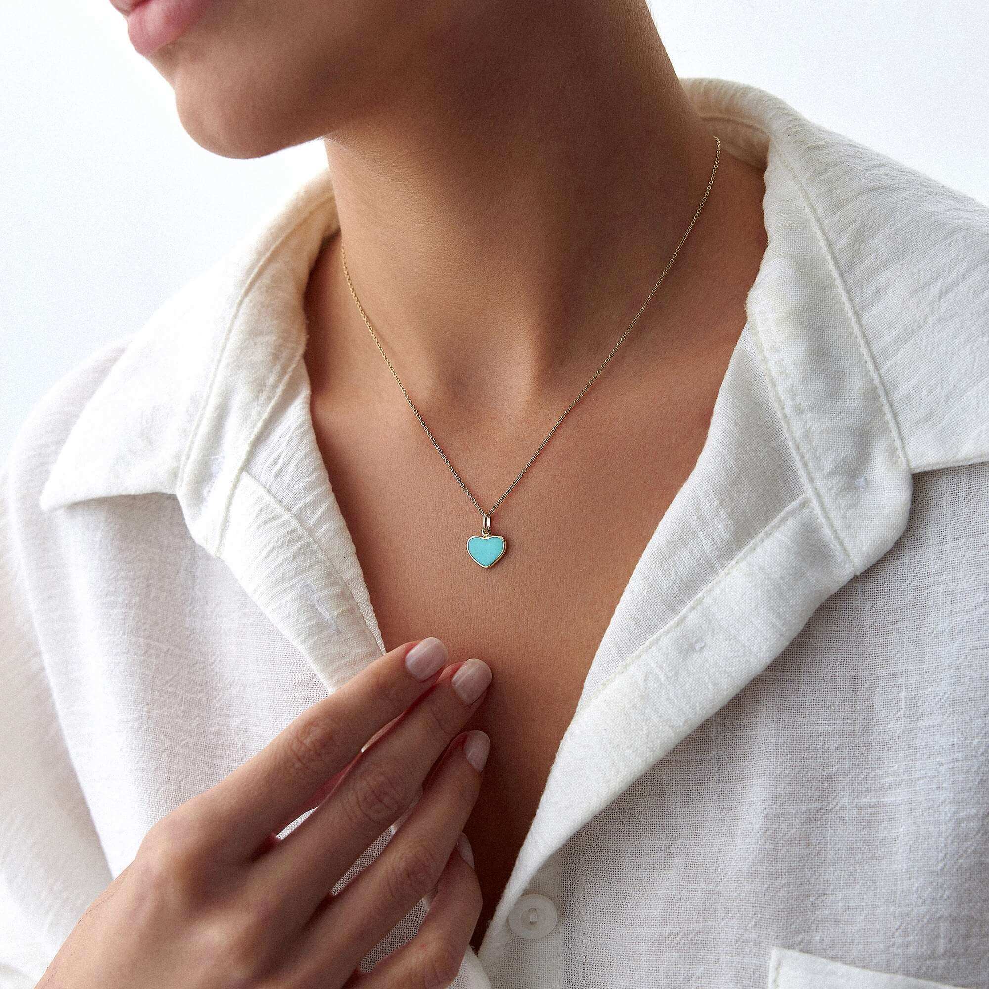 Minik Turkuaz Kalp Kolye Ucu
