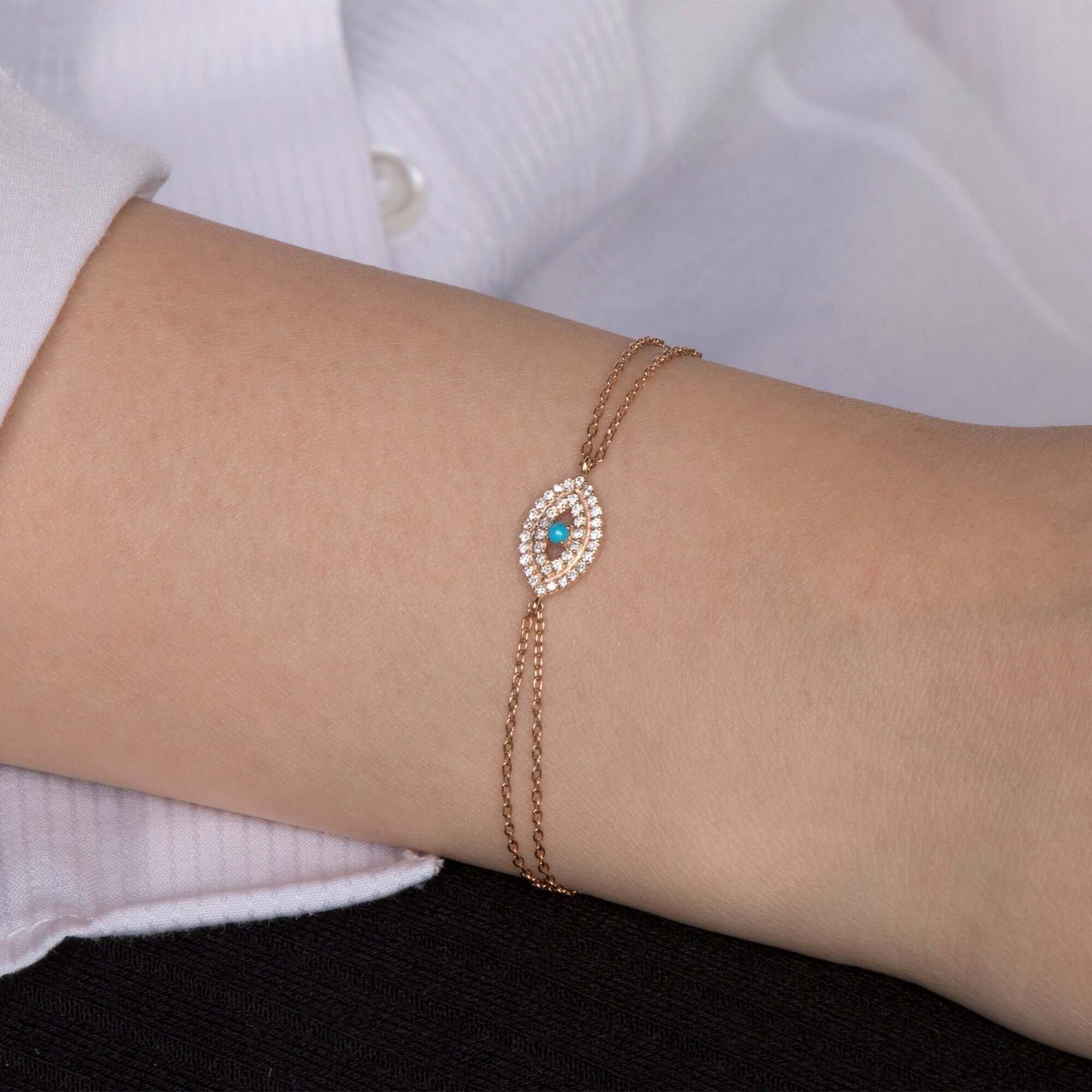 Turkuaz ve Pırlanta Göz Bileklik