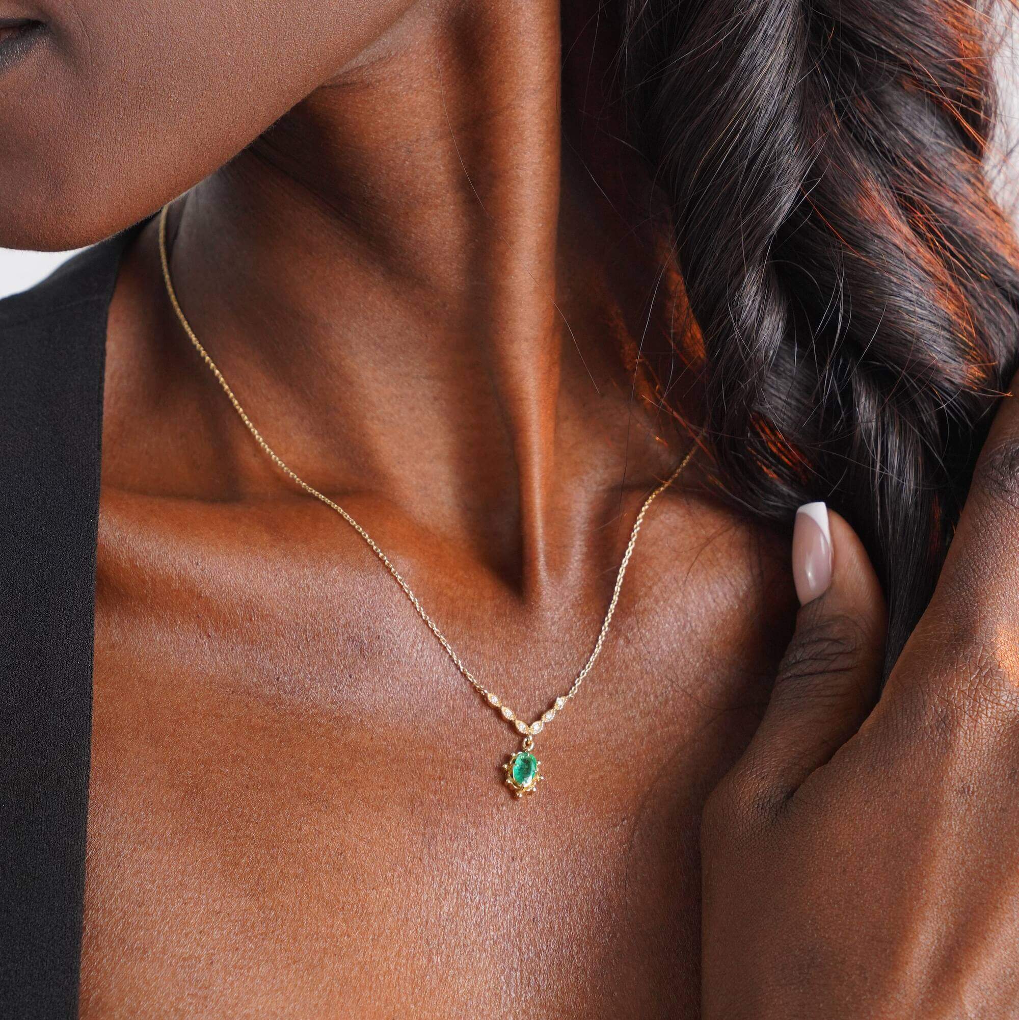 Vintage Pırlanta ve Zümrüt Kolye