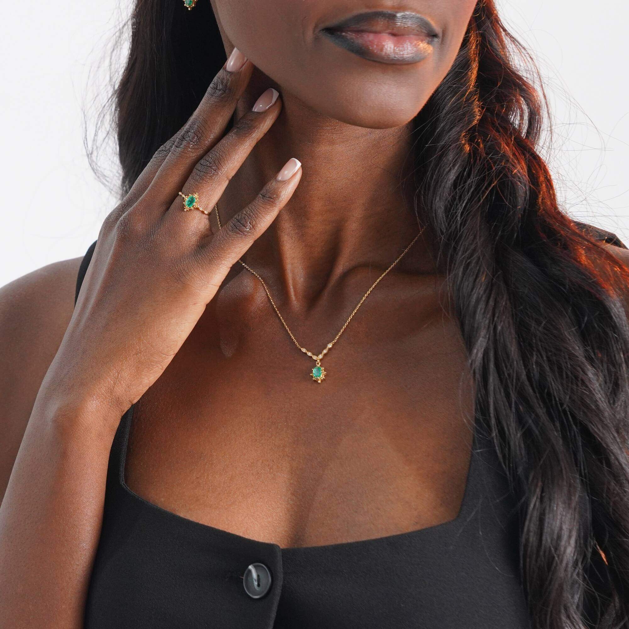 Vintage Pırlanta ve Zümrüt Kolye