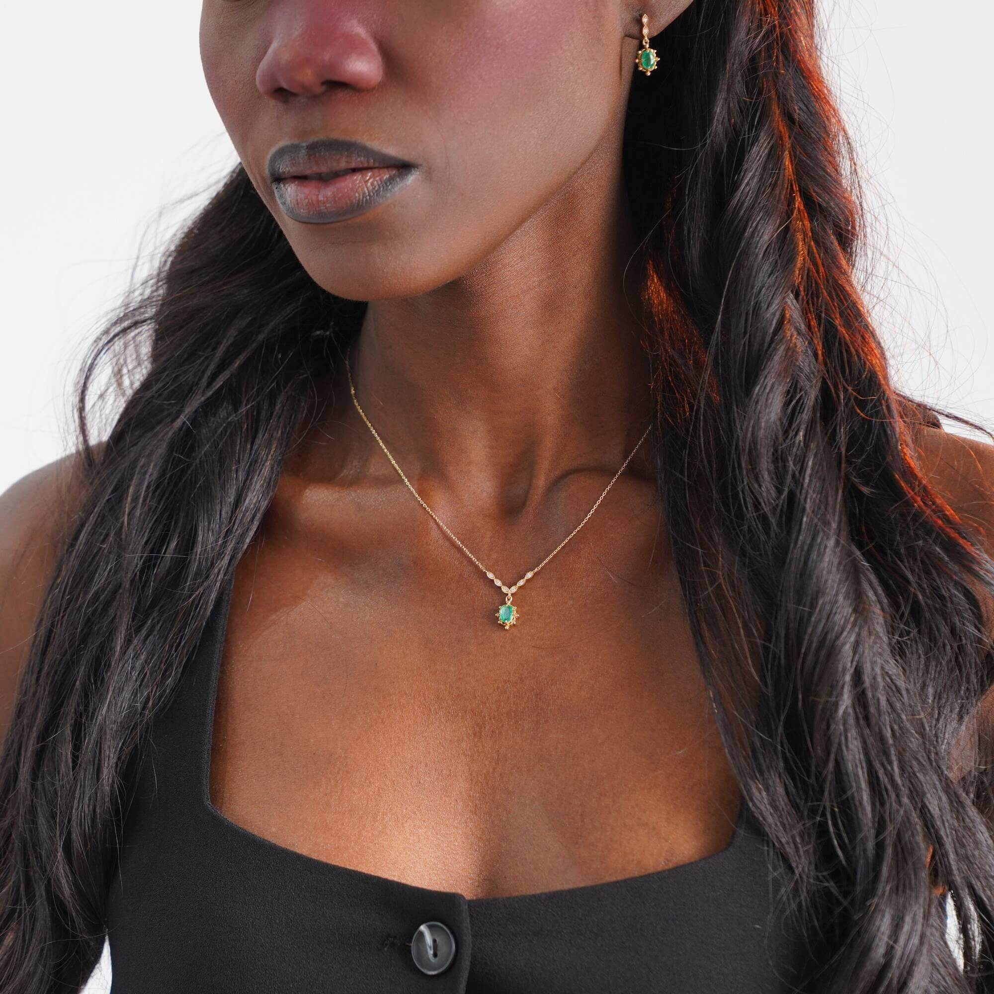 Vintage Pırlanta ve Zümrüt Kolye