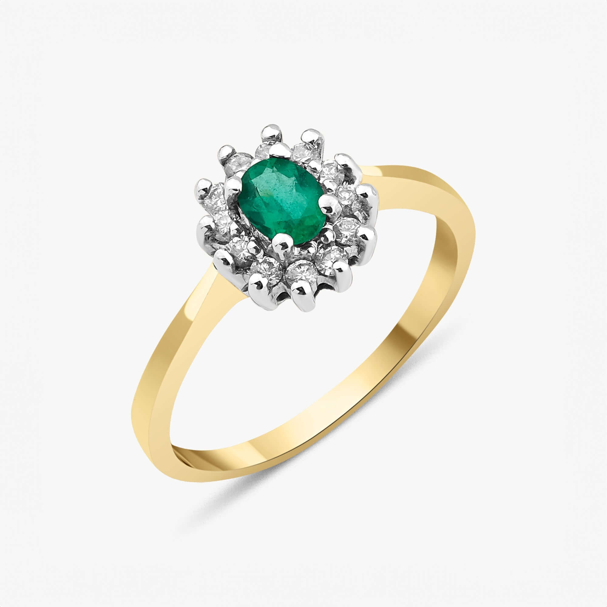 Vintage İki Tonlu Zümrüt ve Pırlanta Yüzük