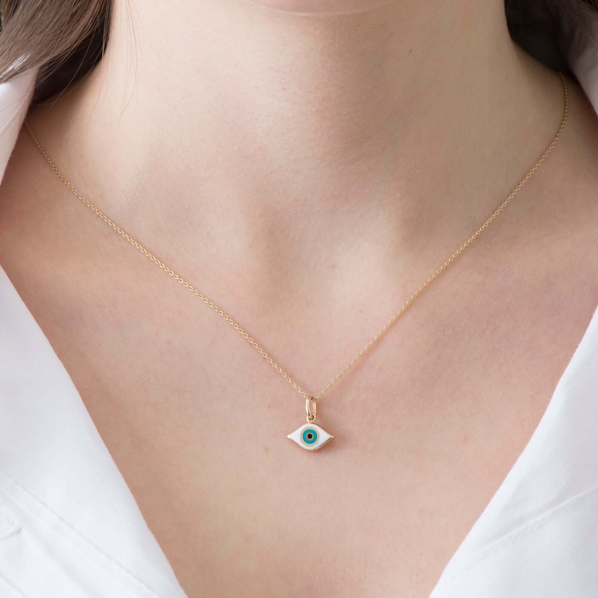 Badem Beyaz Göz Kolye Ucu