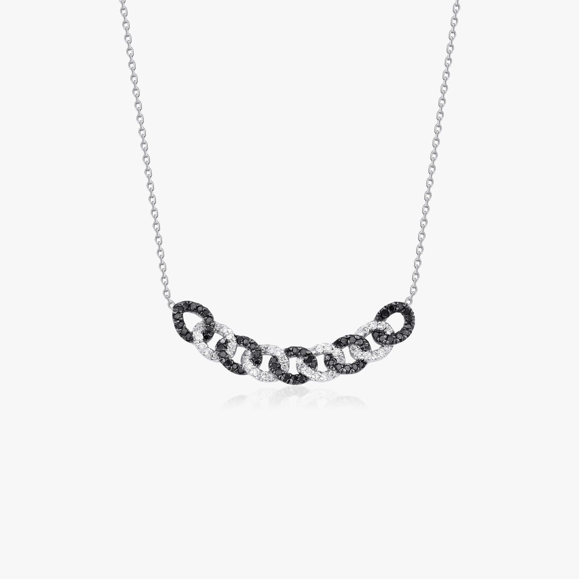 Siyah ve Beyaz Pırlanta Zincir Kolye