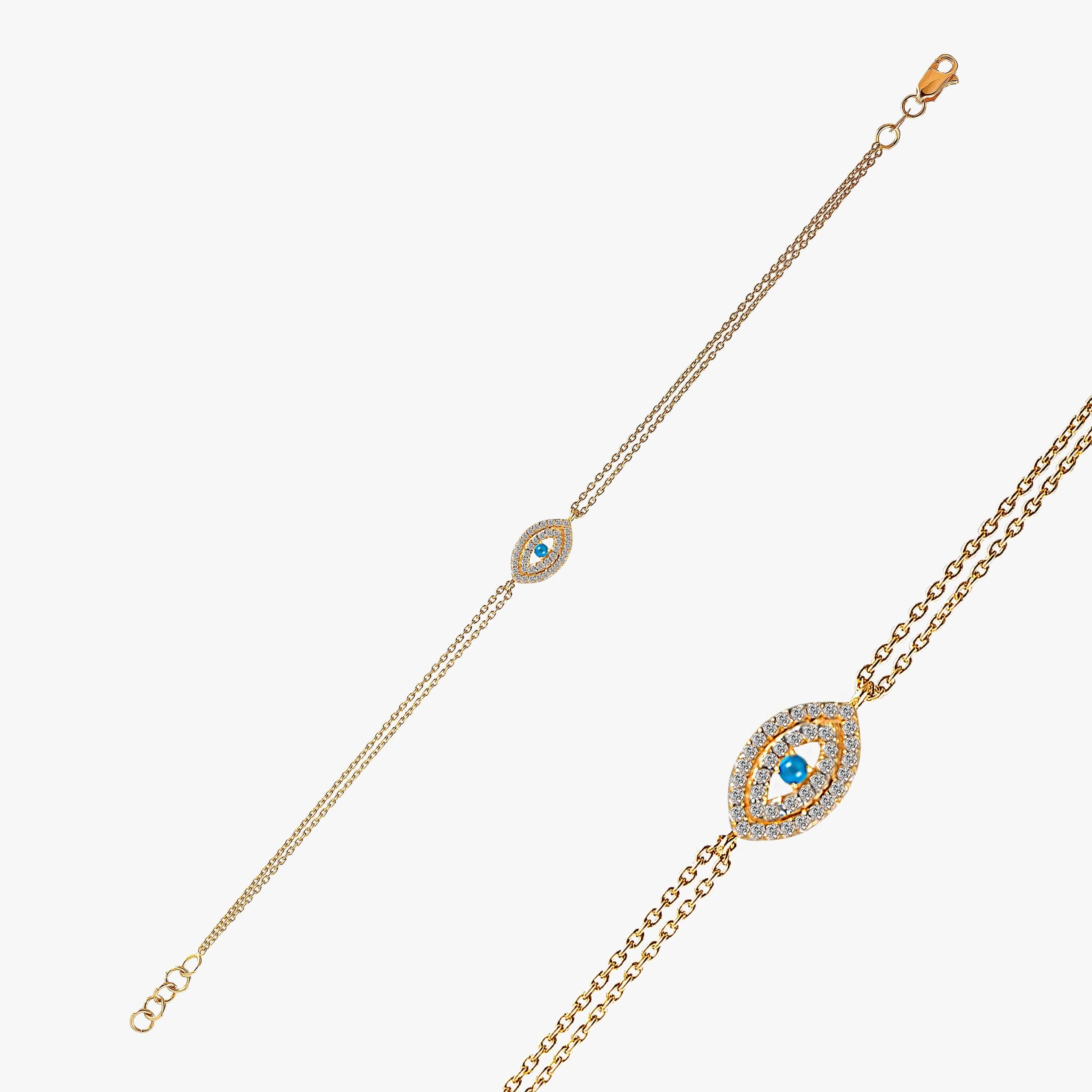 Turkuaz ve Pırlanta Göz Bileklik