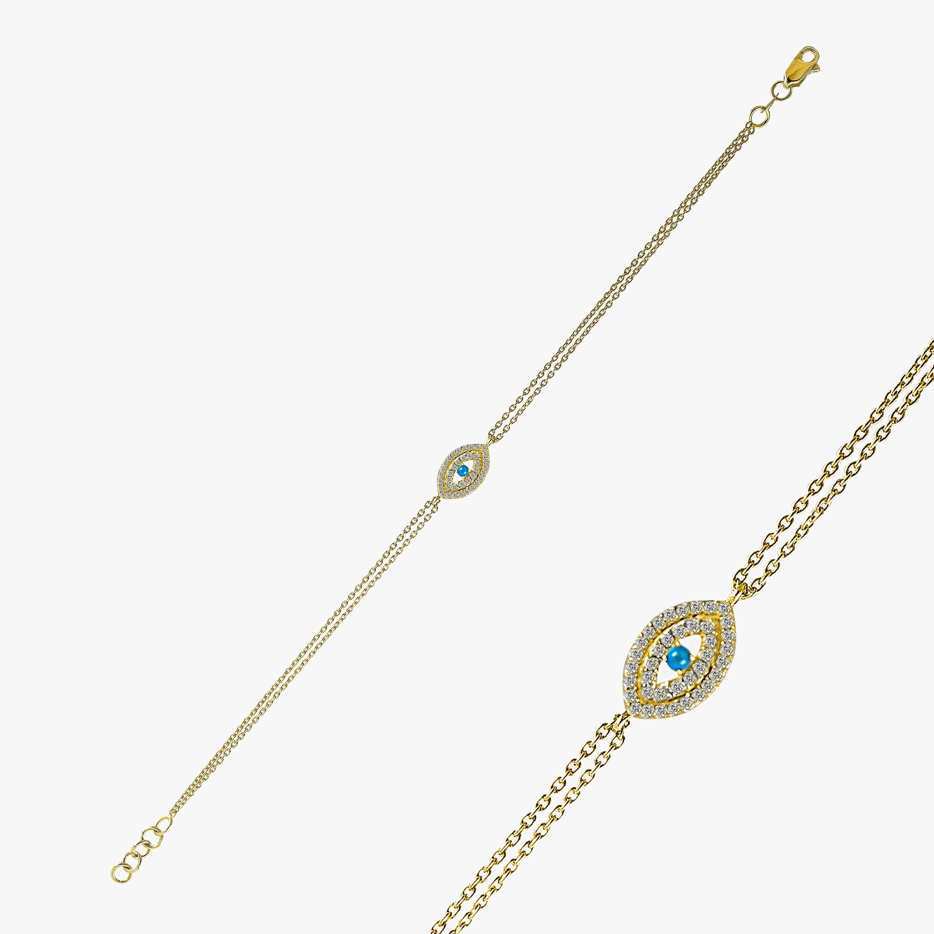 Turkuaz ve Pırlanta Göz Bileklik